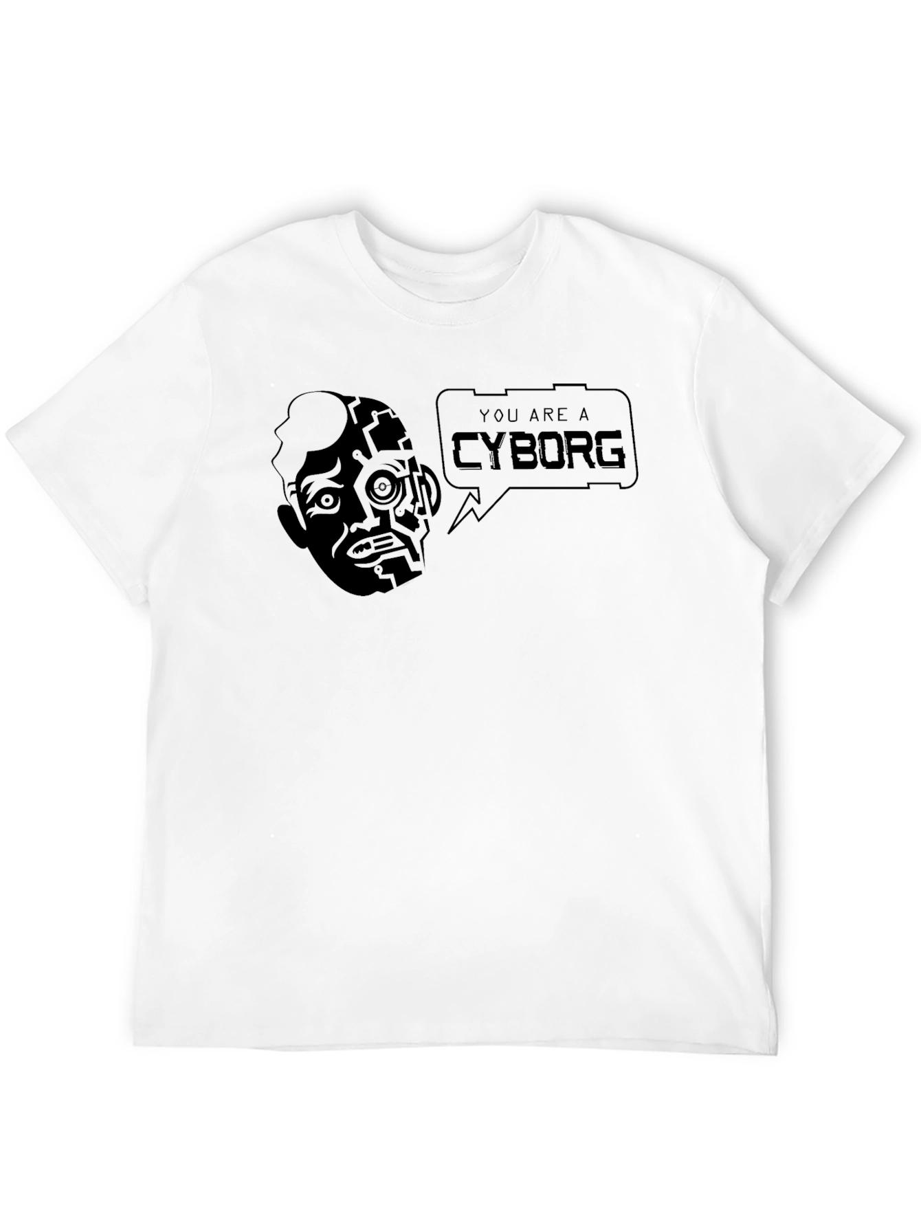 Cyborg Graphic Tee - Sci-Fi Style Black T-Shirt