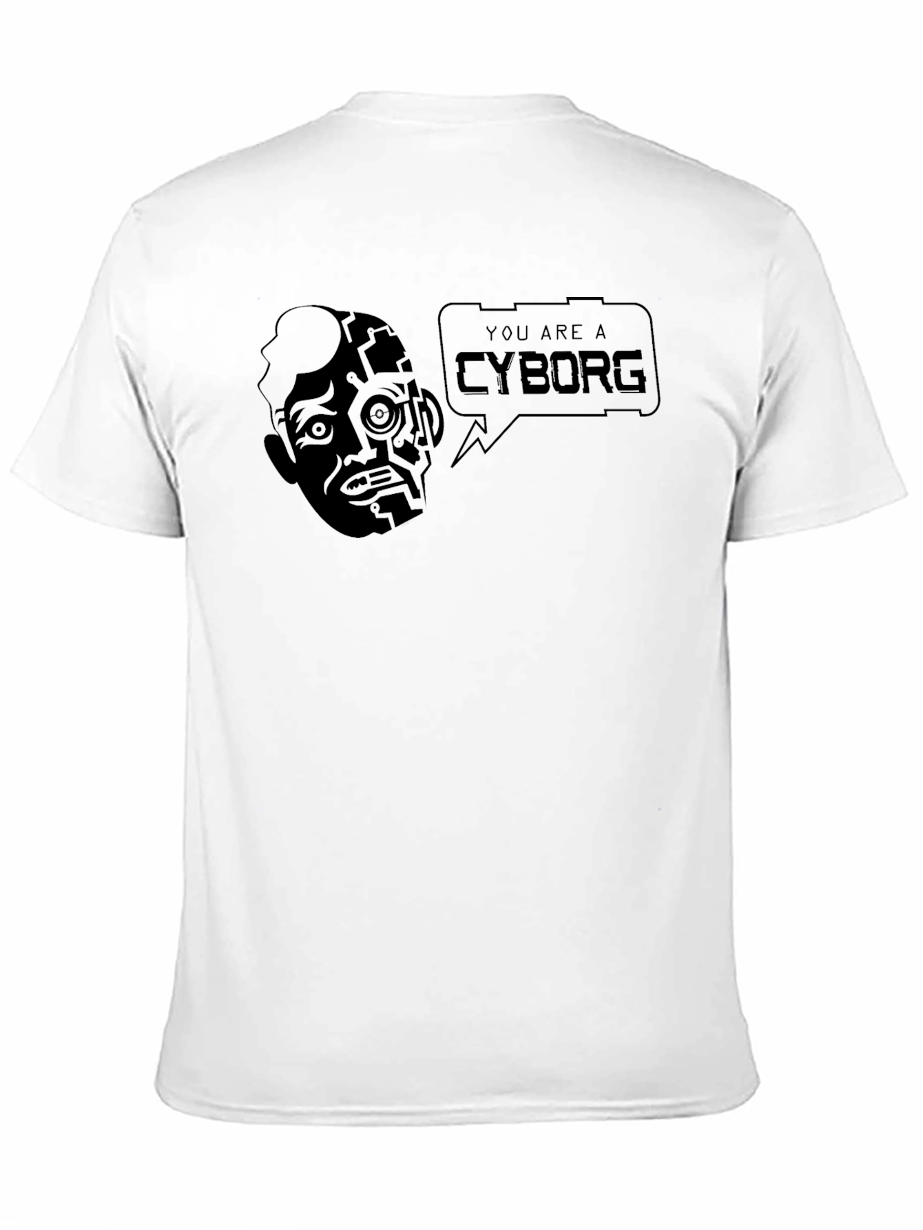Cyborg Graphic Tee - Sci-Fi Style Black T-Shirt