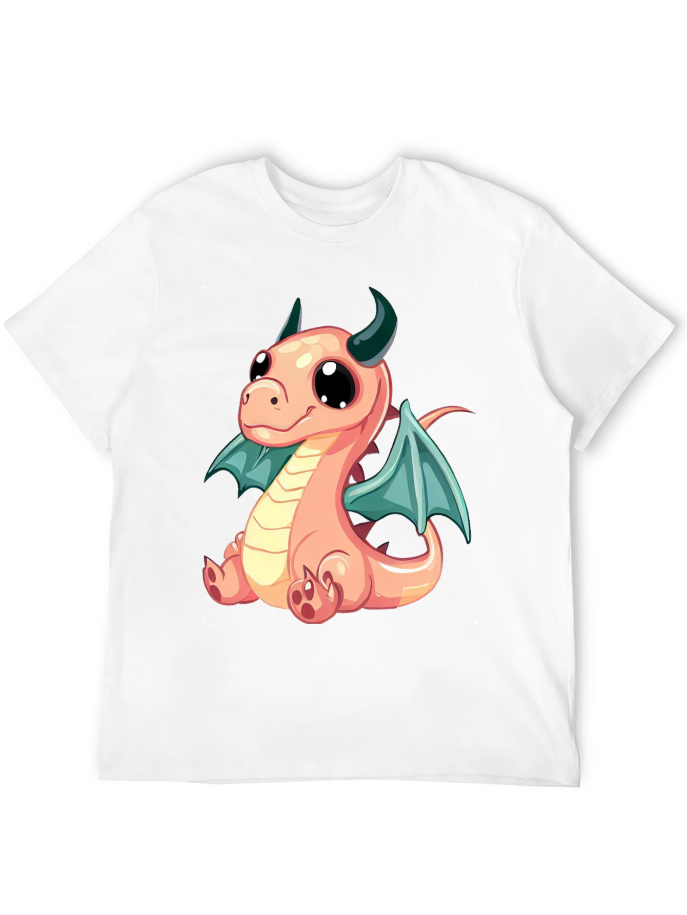 Cute Dragon Cartoon Print Black T-Shirt