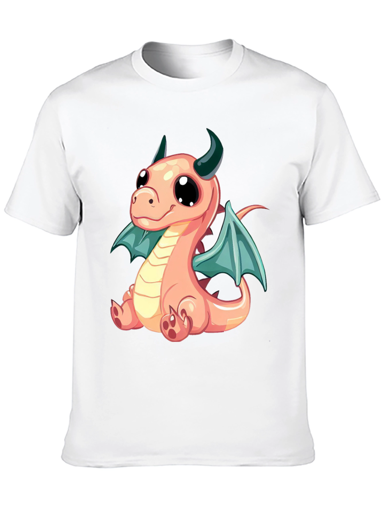 Cute Dragon Cartoon Print Black T-Shirt