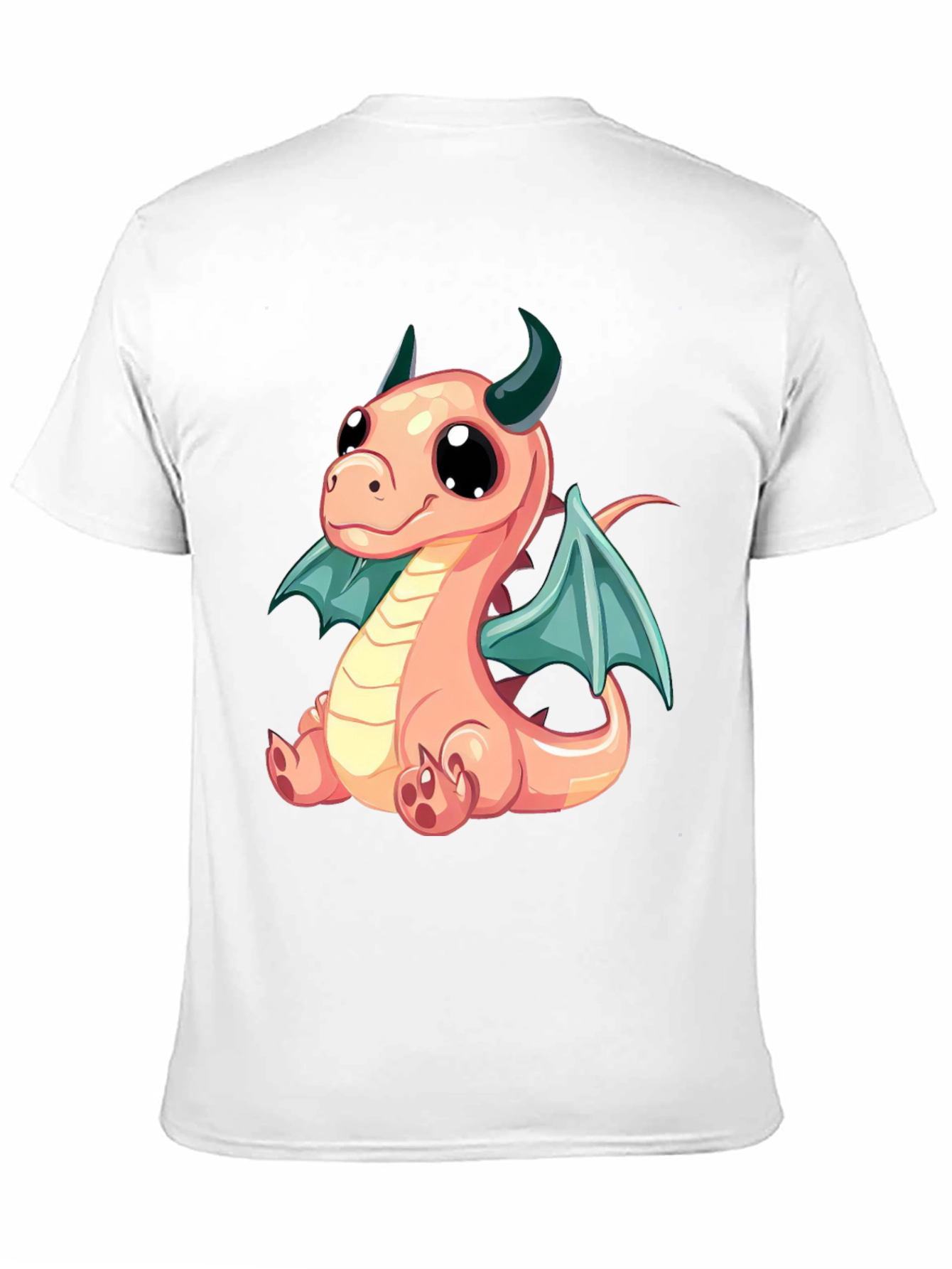 Cute Dragon Cartoon Print Black T-Shirt