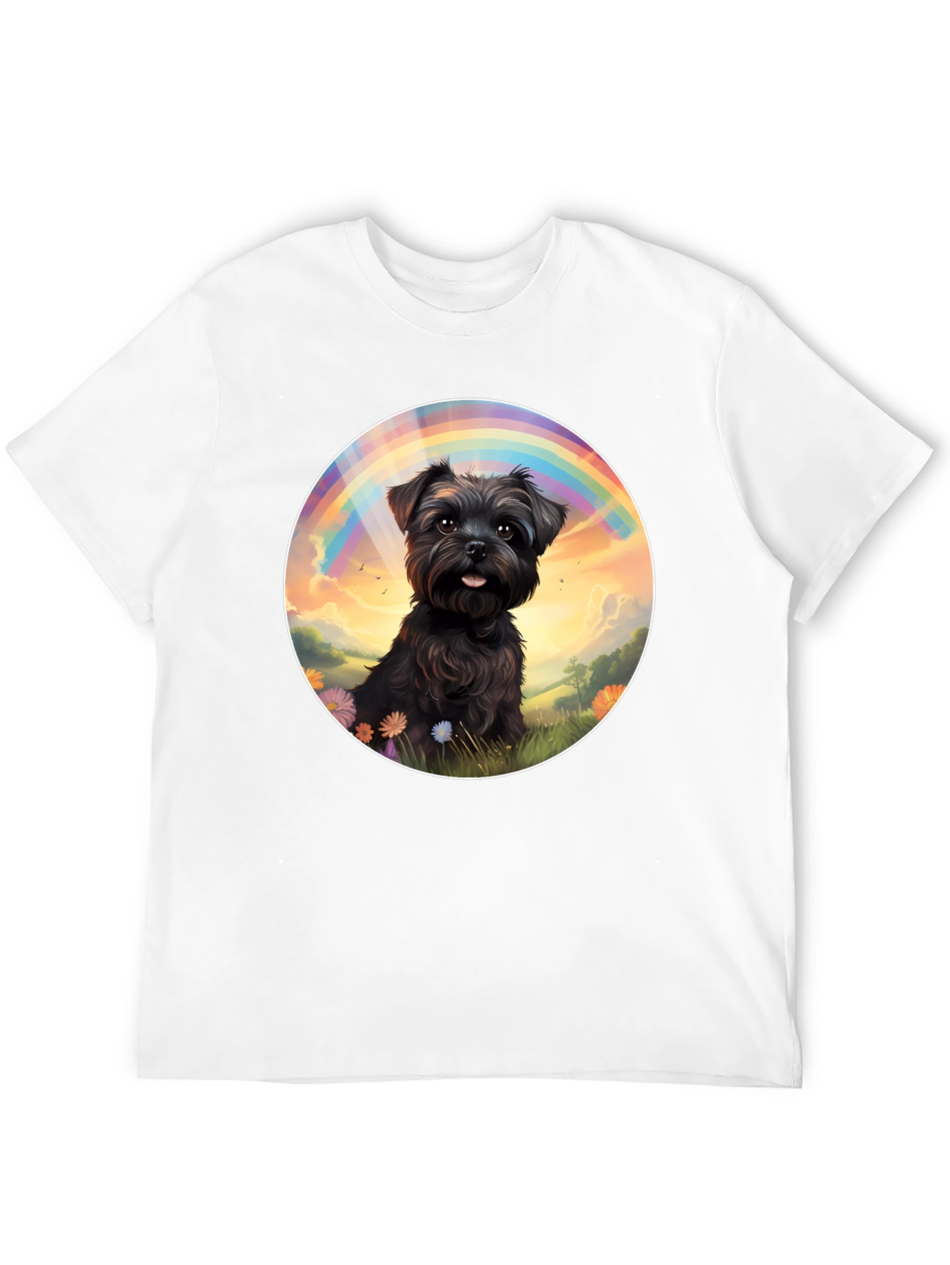 Dog Rainbow Graphic Tee - Black Cotton Blend