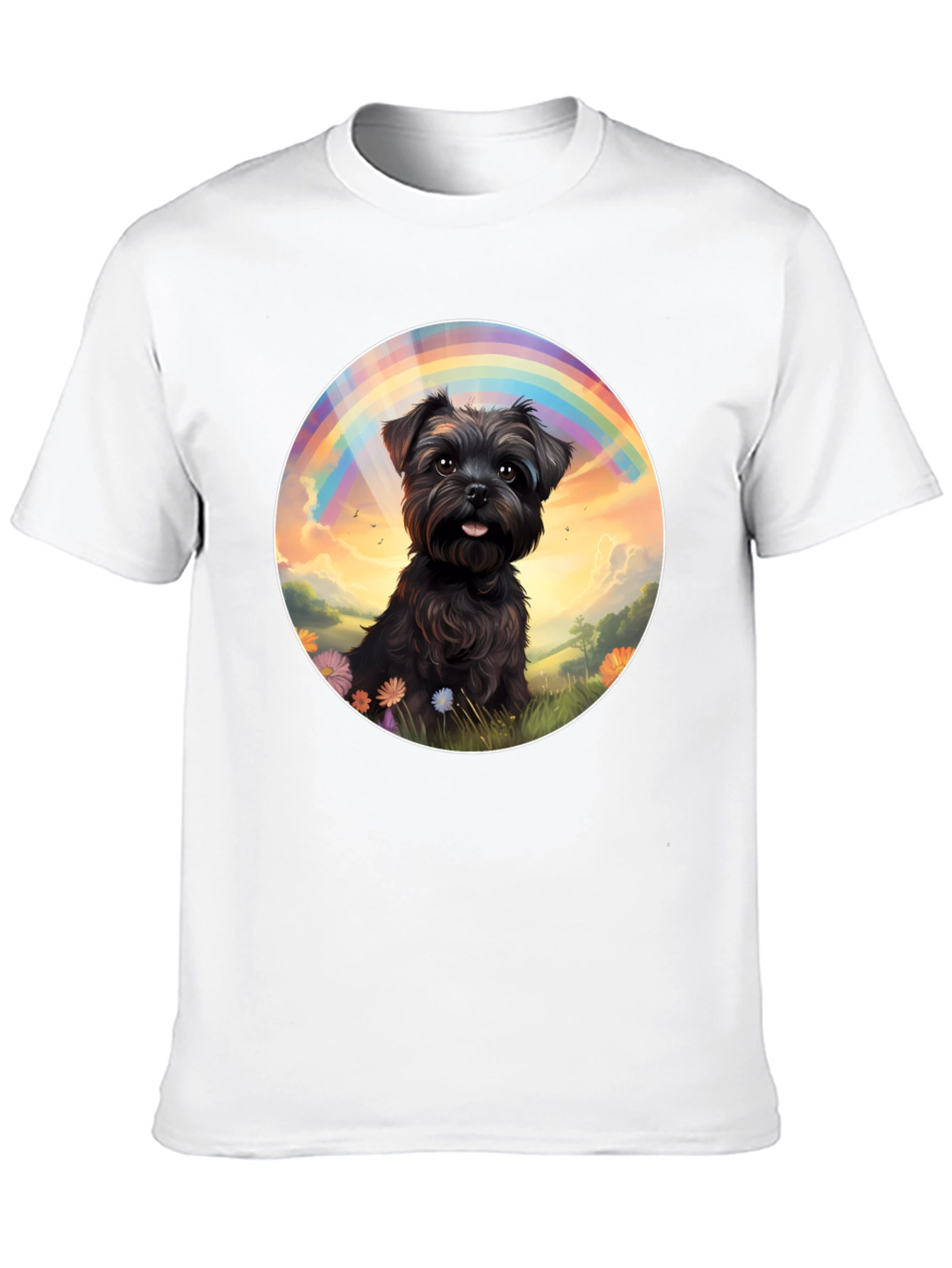 Dog Rainbow Graphic Tee - Black Cotton Blend