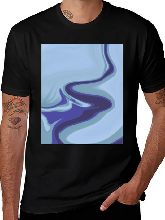 Abstract Marble Swirl Graphic Tee - Soft Black Cotton