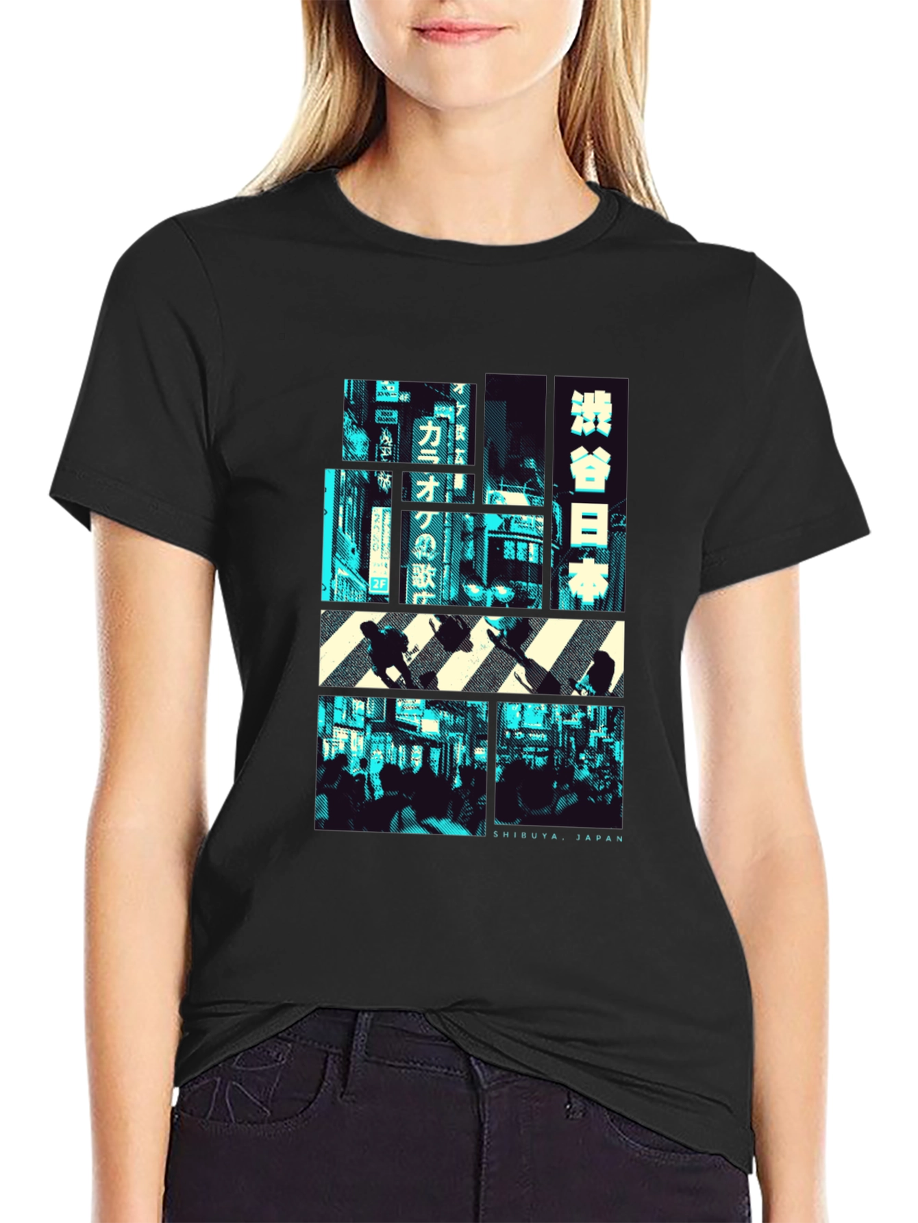 Shibuya Japan Graphic Print Black T-Shirt