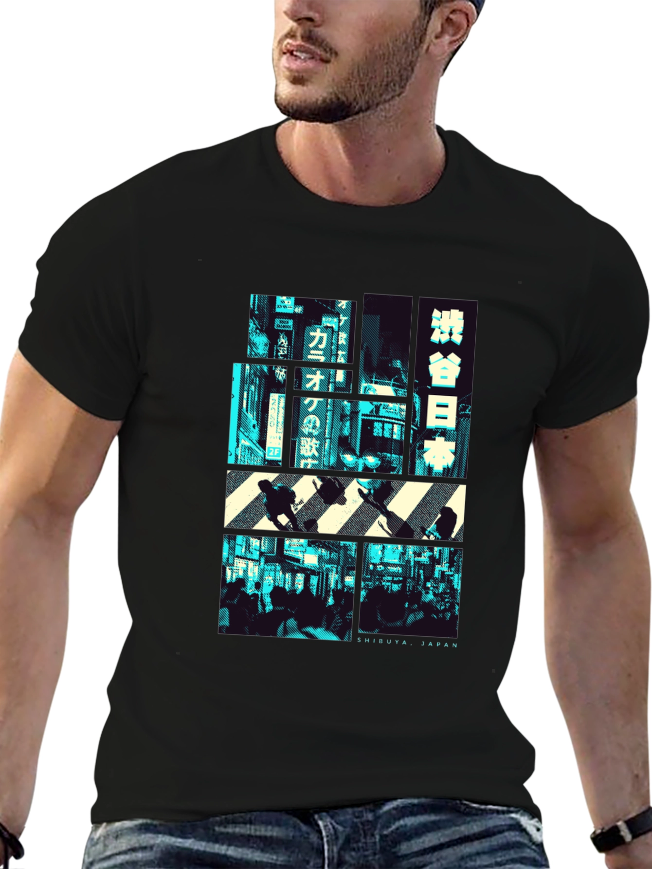 Shibuya Japan Graphic Print Black T-Shirt