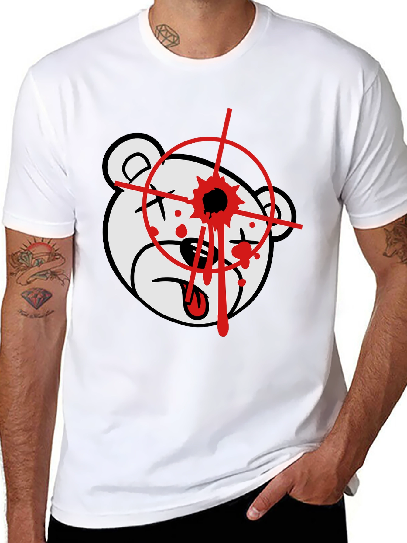 Edgy Bear Graphic T-Shirt - Black