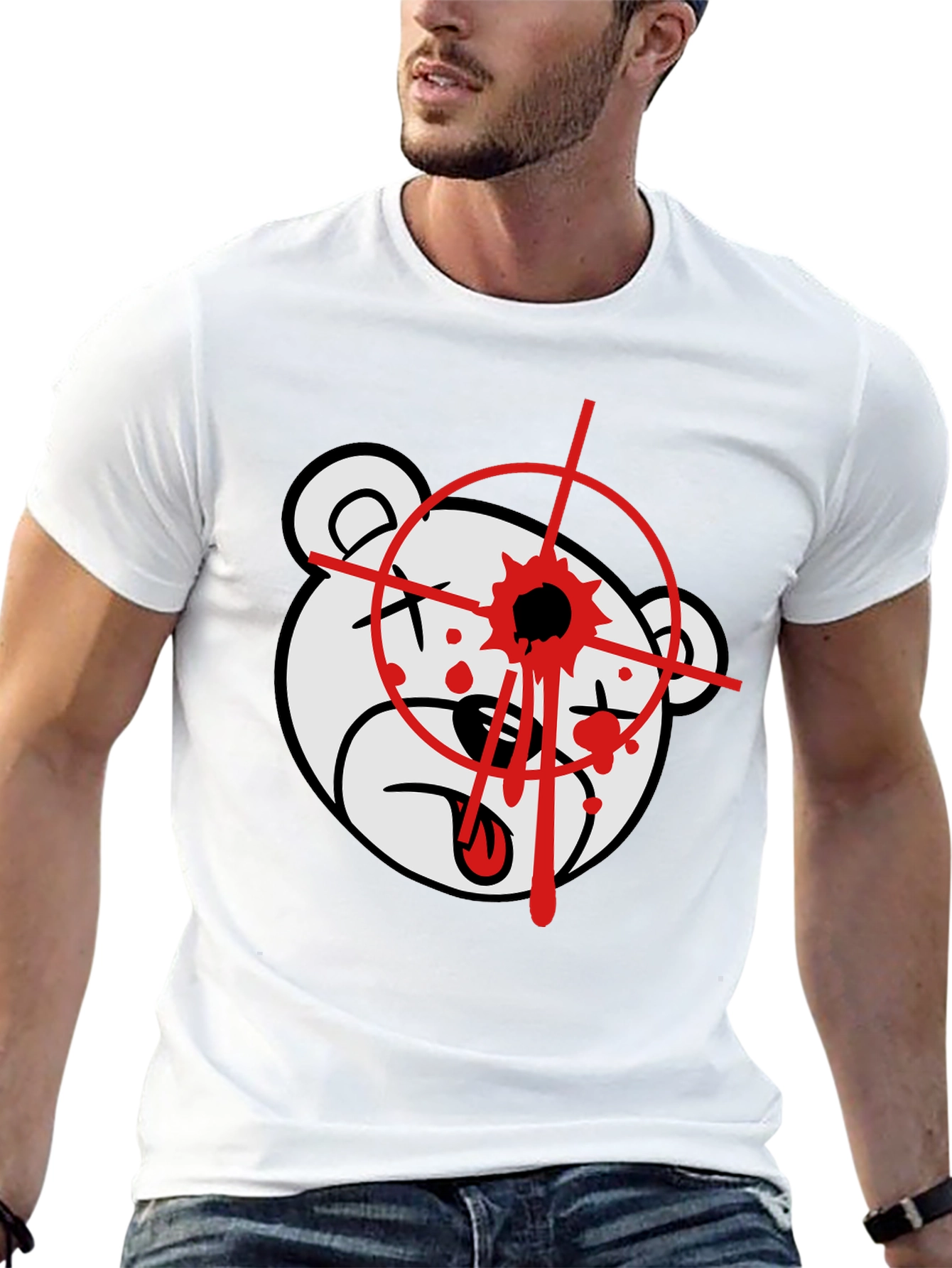 Edgy Bear Graphic T-Shirt - Black