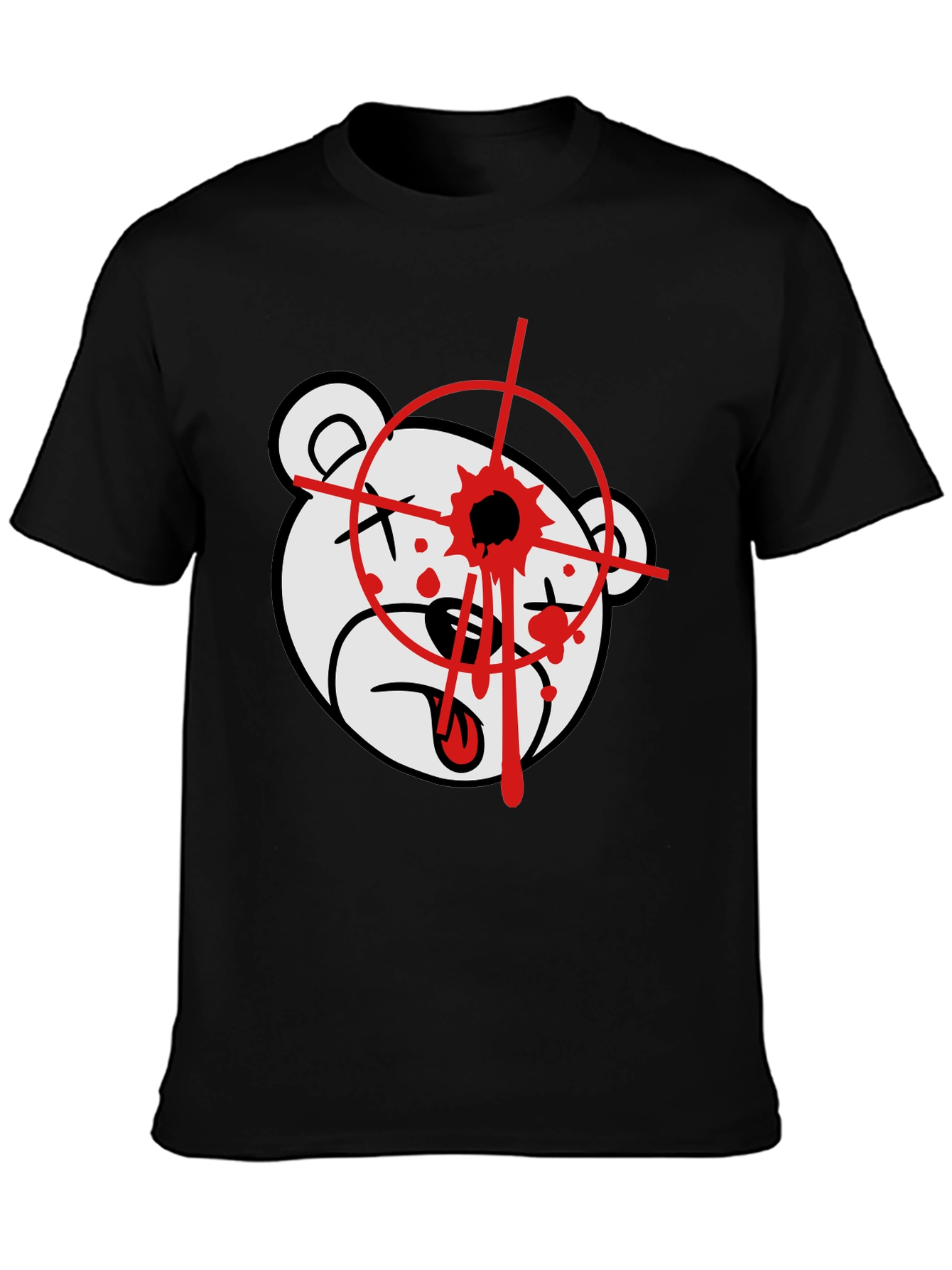 Edgy Bear Graphic T-Shirt - Black