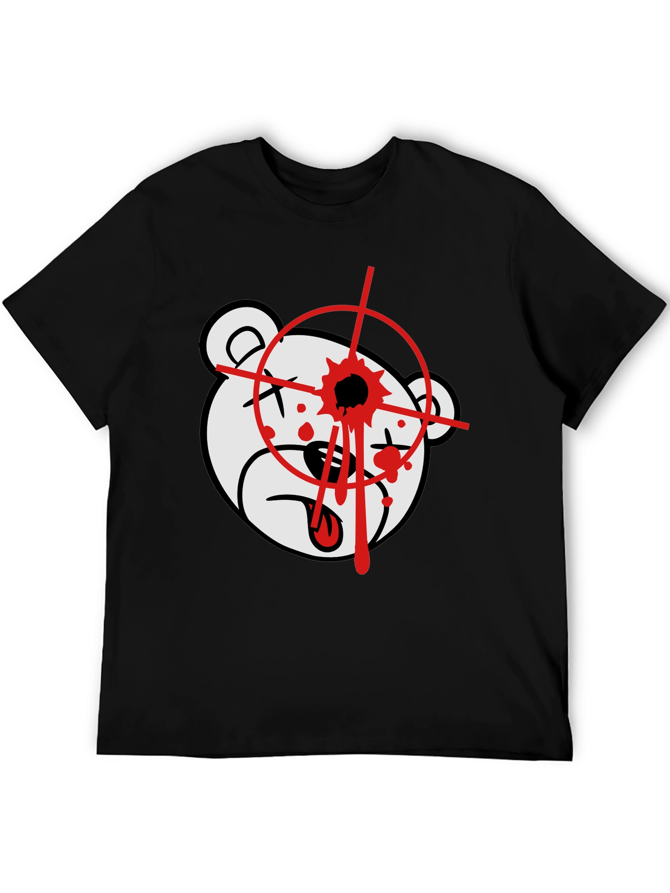Edgy Bear Graphic T-Shirt - Black