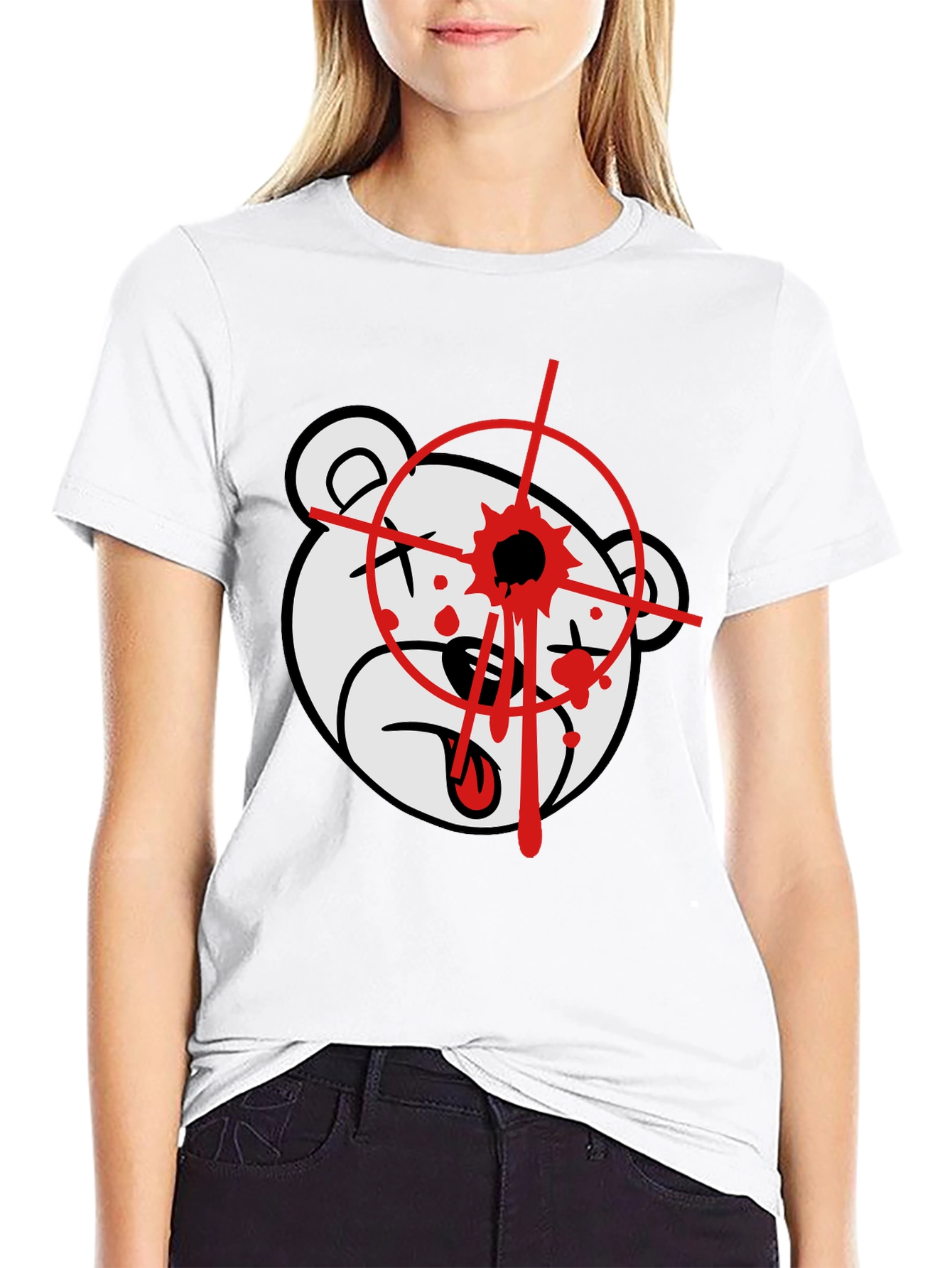 Edgy Bear Graphic T-Shirt - Black