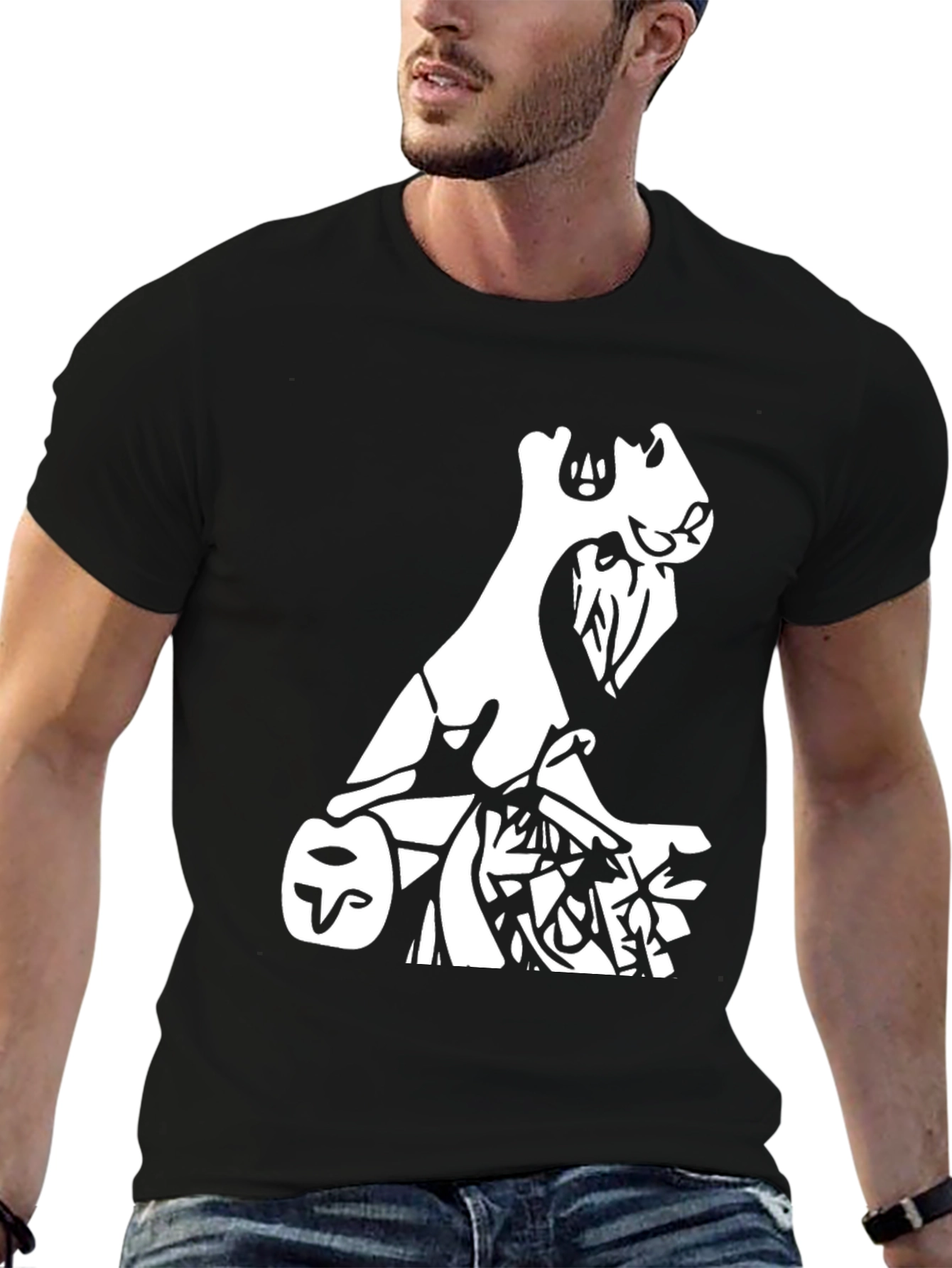 Abstract Art Graphic Tee - Black Casual T-Shirt
