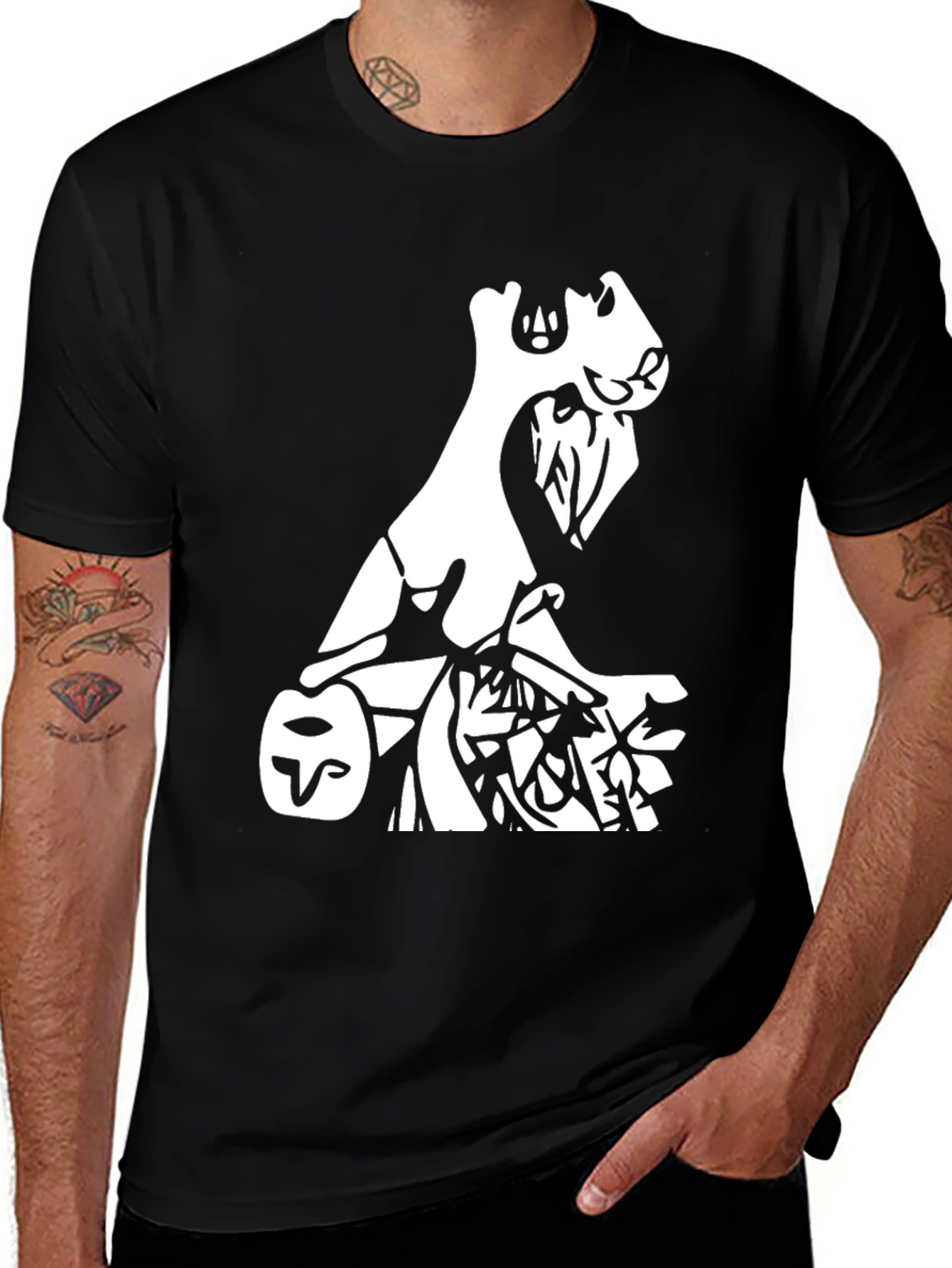 Abstract Art Graphic Tee - Black Casual T-Shirt