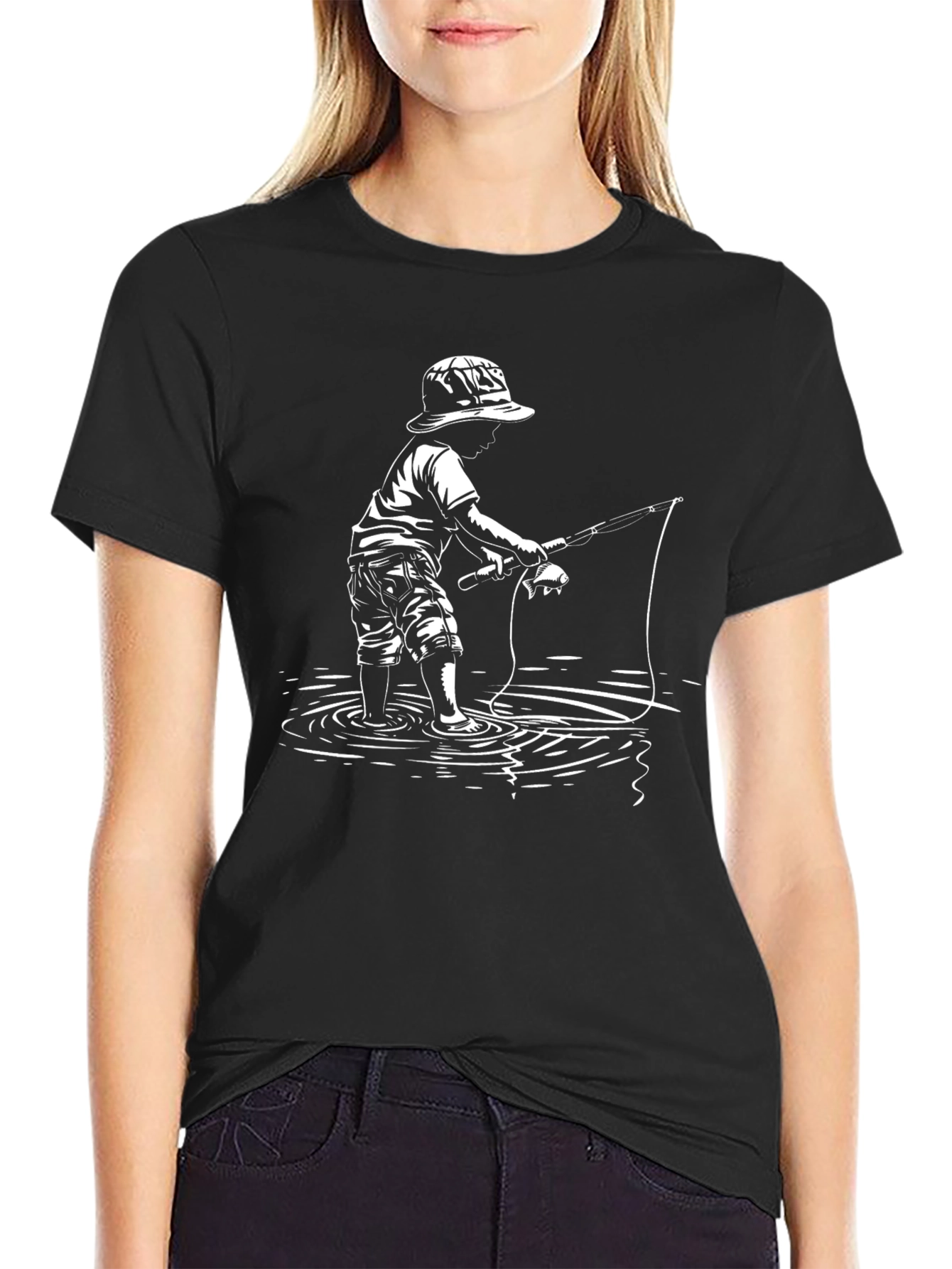 Boy Fishing Graphic T-Shirt