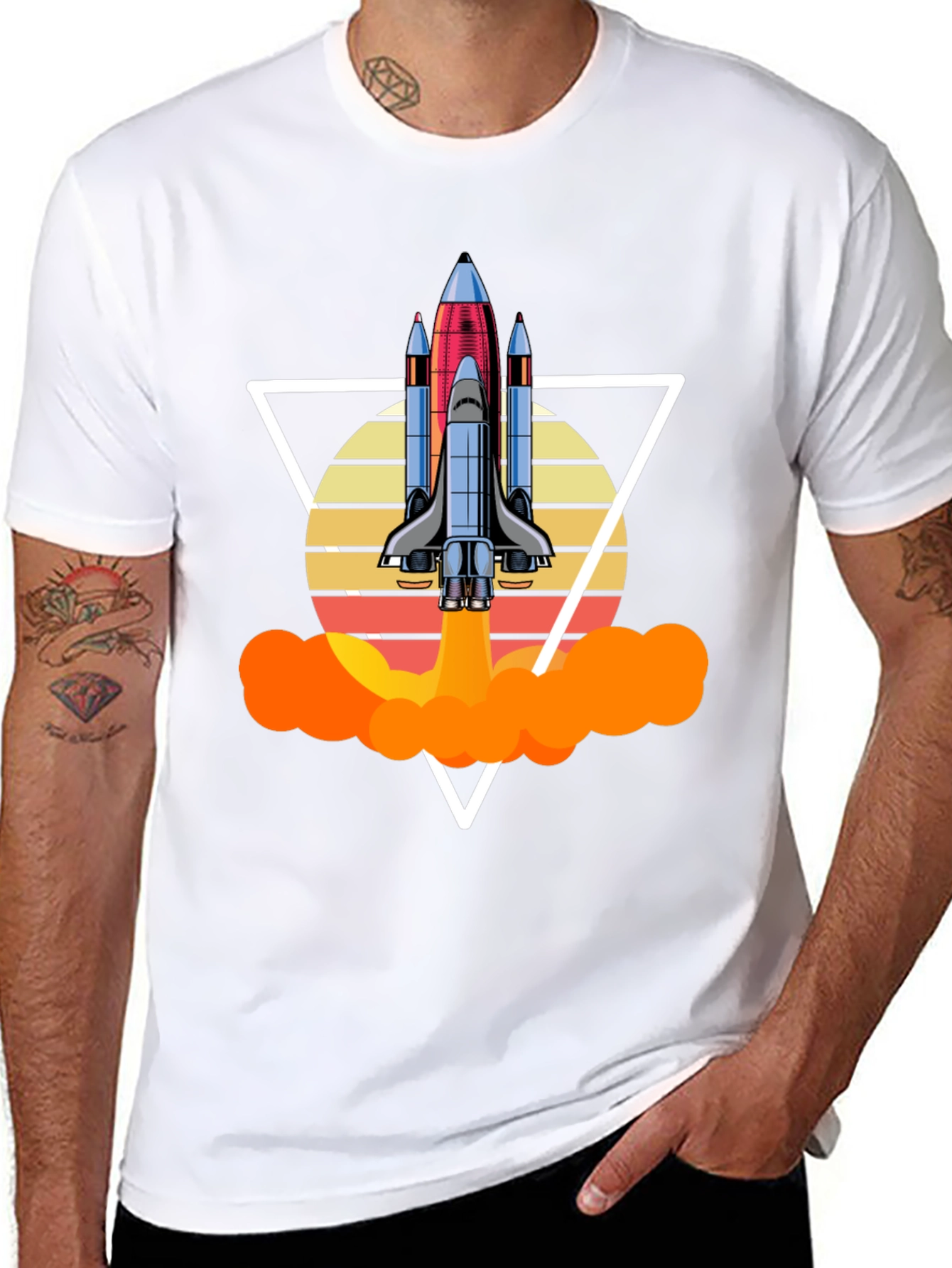 Retro Rocket Launch Graphic Tee