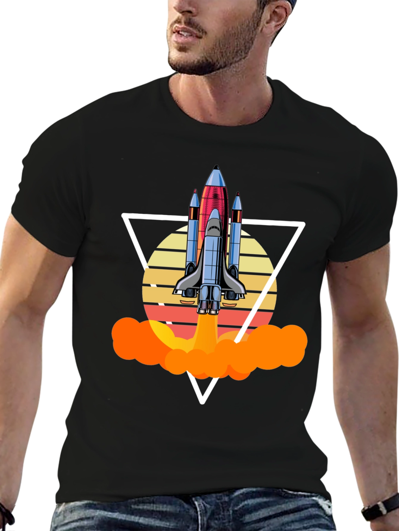 Retro Rocket Launch Graphic Tee