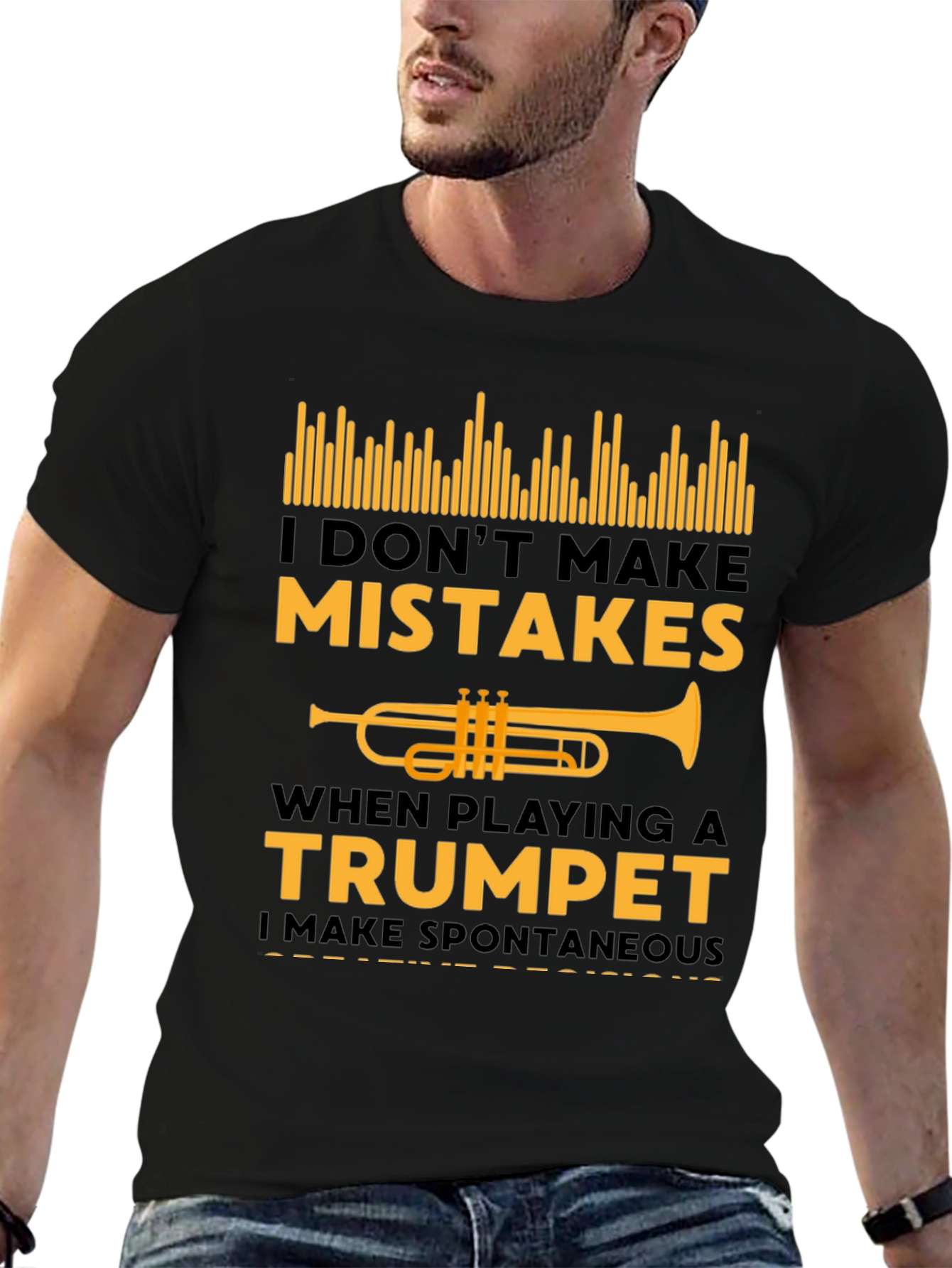 Trumpet Player Black T-Shirt - Spontaneous Notes