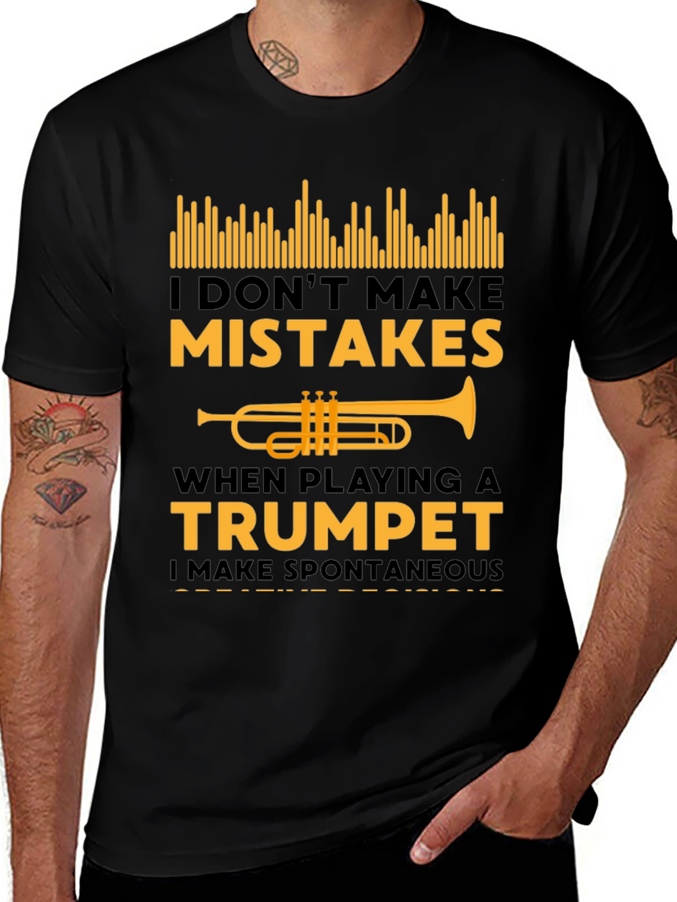 Trumpet Player Black T-Shirt - Spontaneous Notes
