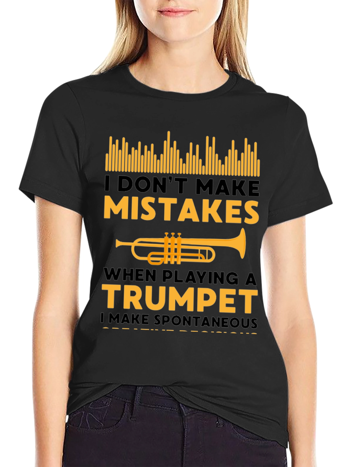 Trumpet Player Black T-Shirt - Spontaneous Notes