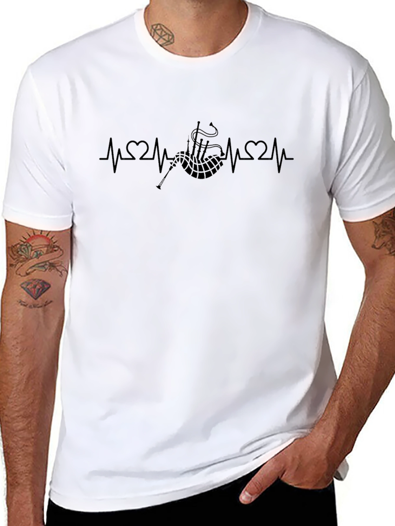 Bagpipe Heartbeat T-Shirt - Musical Pulse Design