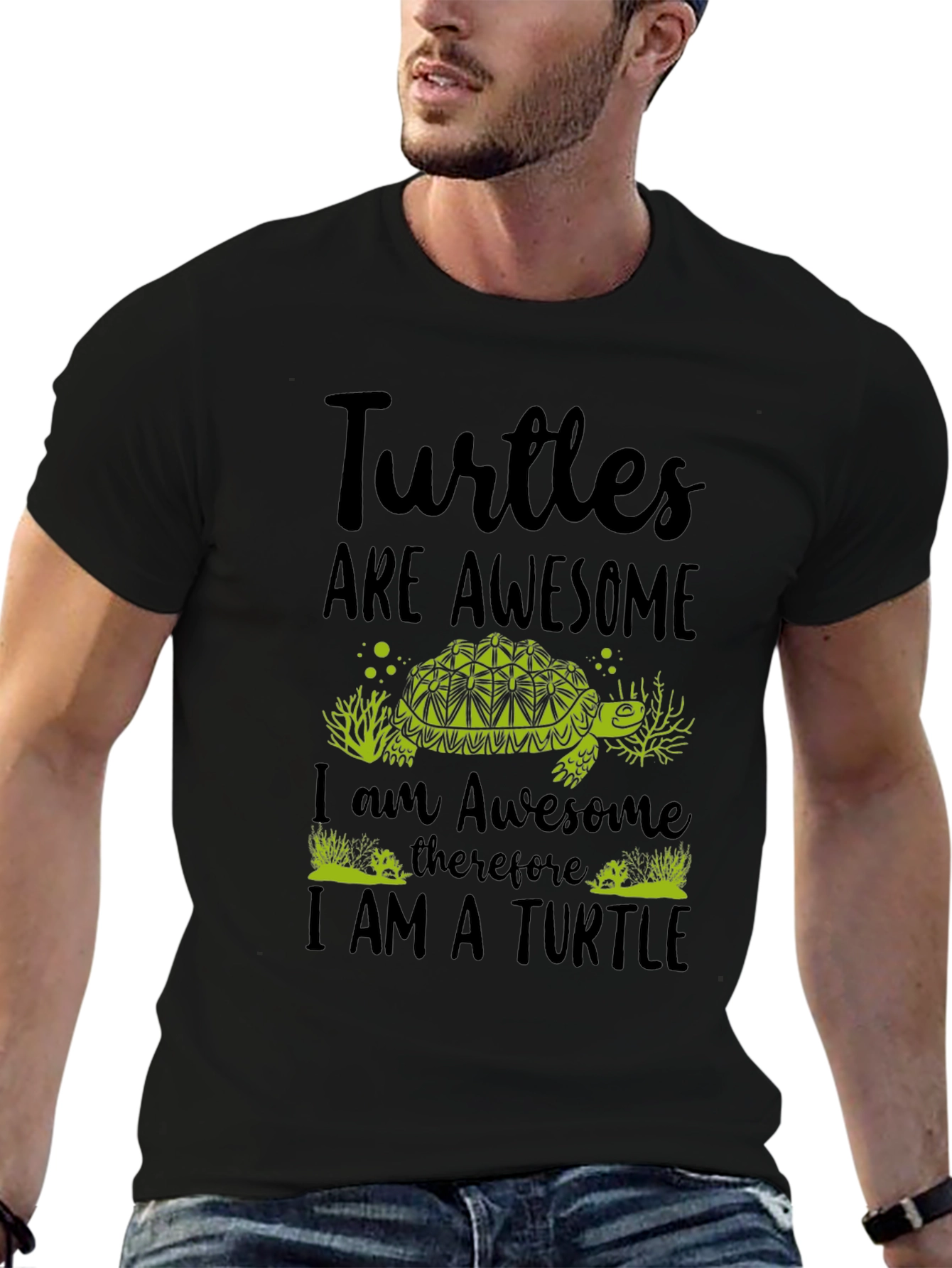 Awesome Turtle Graphic Tee - Black T-Shirt