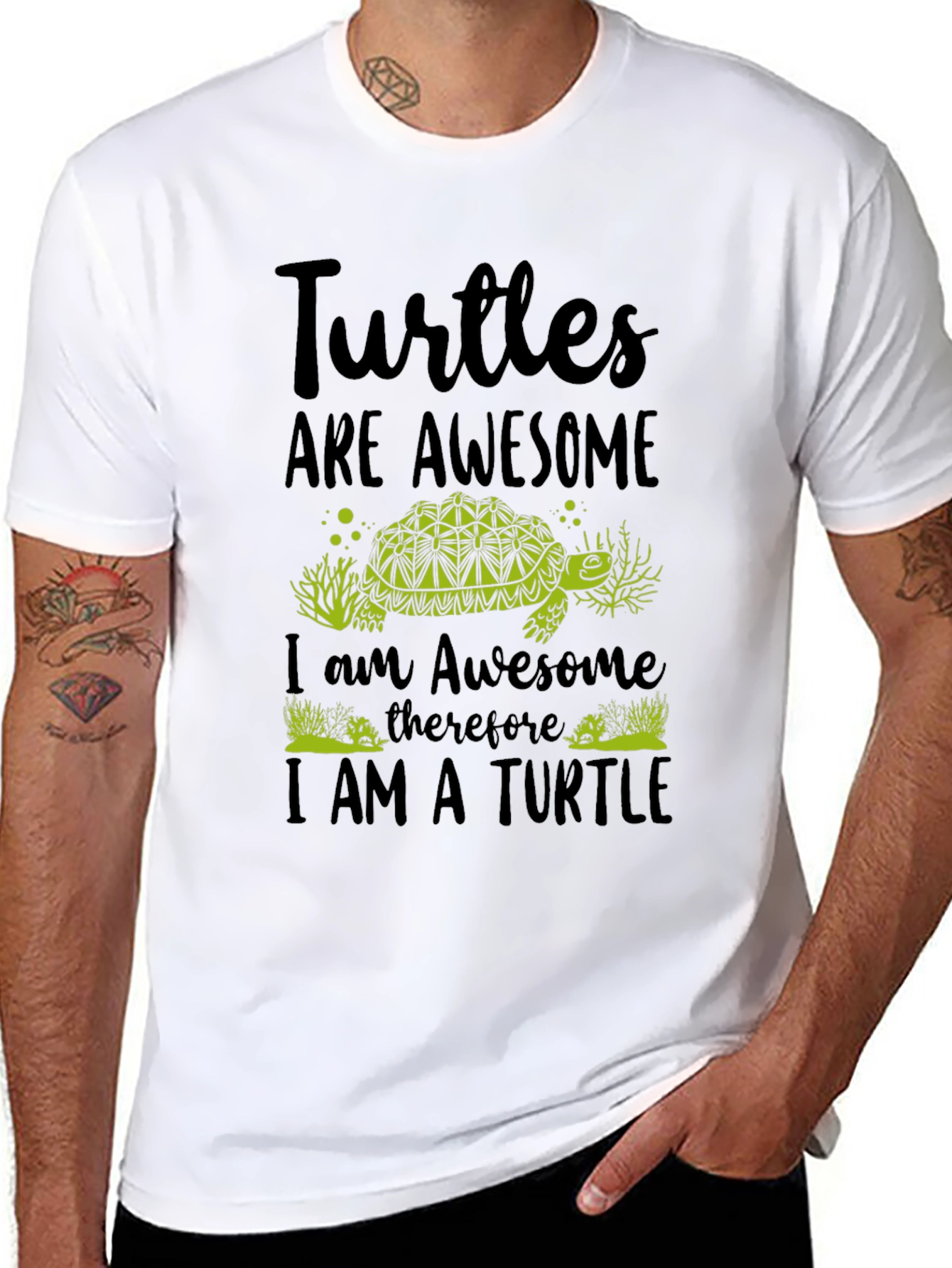 Awesome Turtle Graphic Tee - Black T-Shirt