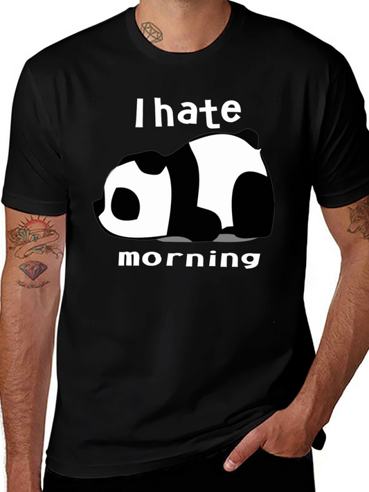 I Hate Morning Panda Graphic Tee - Black