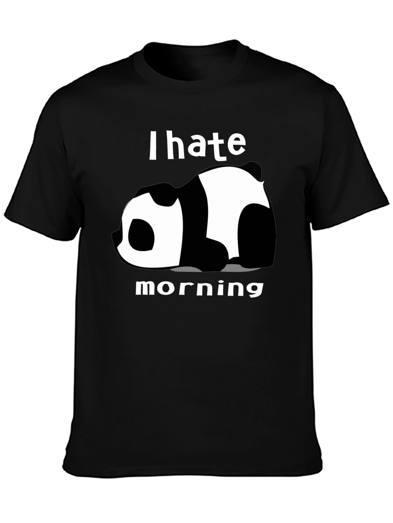 I Hate Morning Panda Graphic Tee - Black