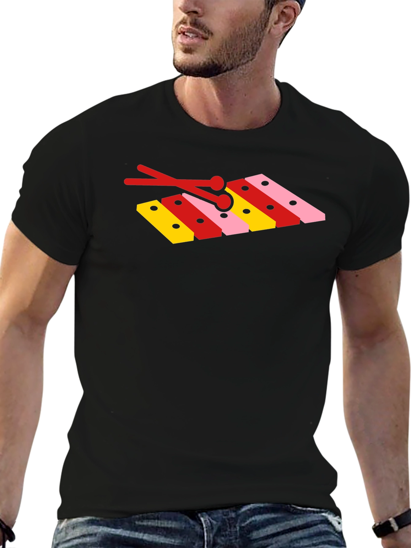 Musical Xylophone Graphic Tee - Black