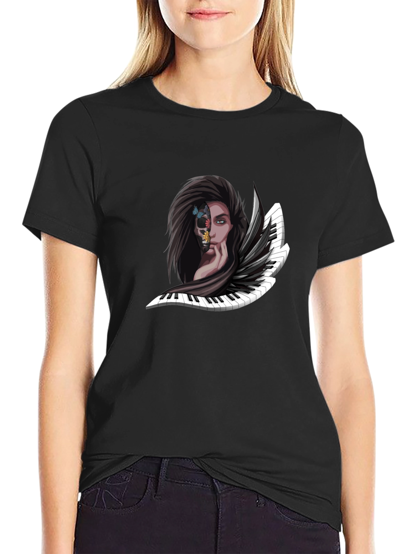 Piano Woman Graphic Tee - Unique Music Art Shirt