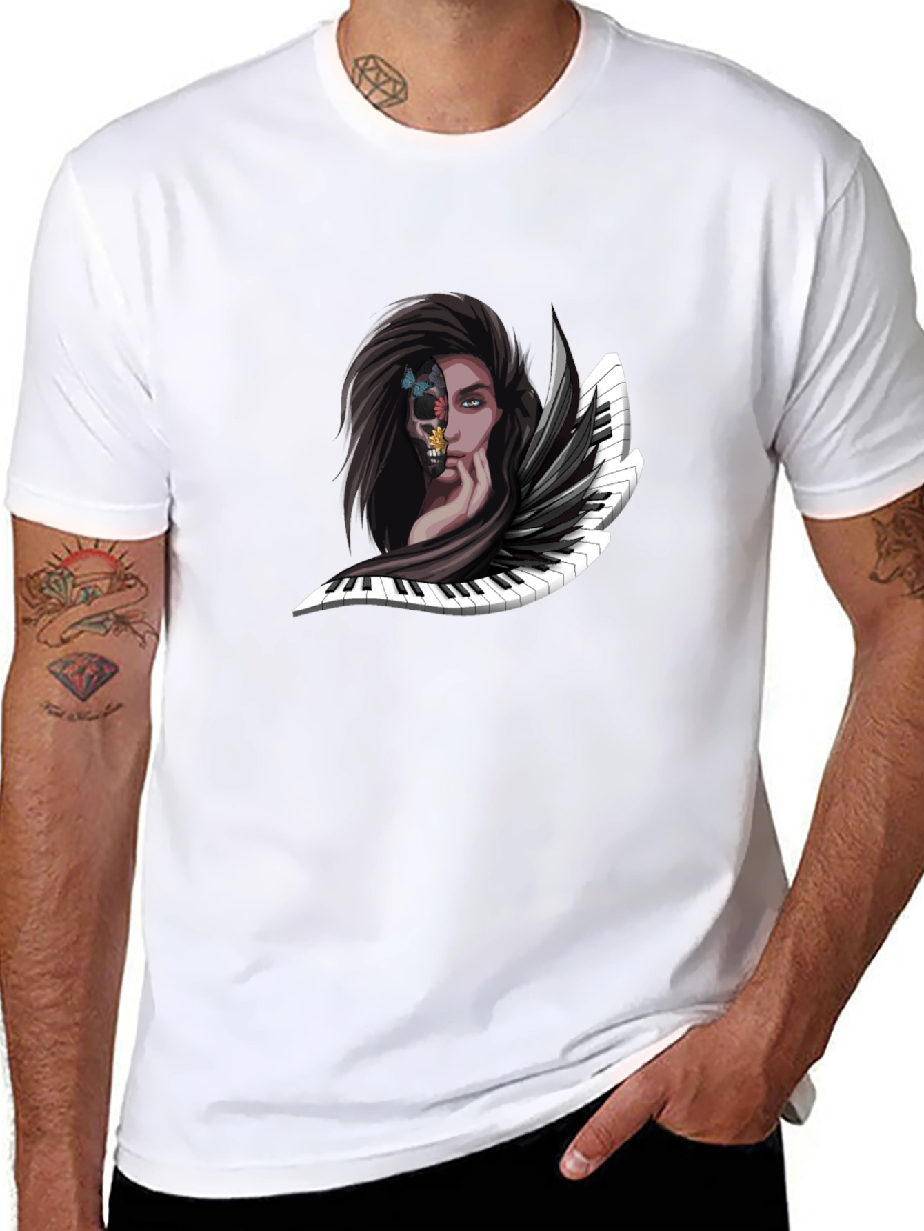 Piano Woman Graphic Tee - Unique Music Art Shirt