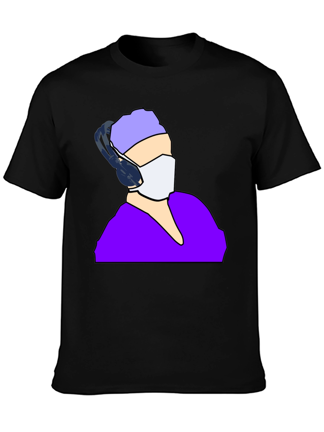 Masked Medic Tee - Black Cotton Graphic T-Shirt