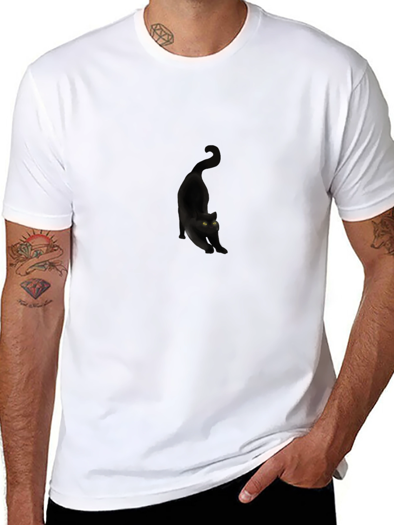 Black Cat Stretch Graphic T-Shirt