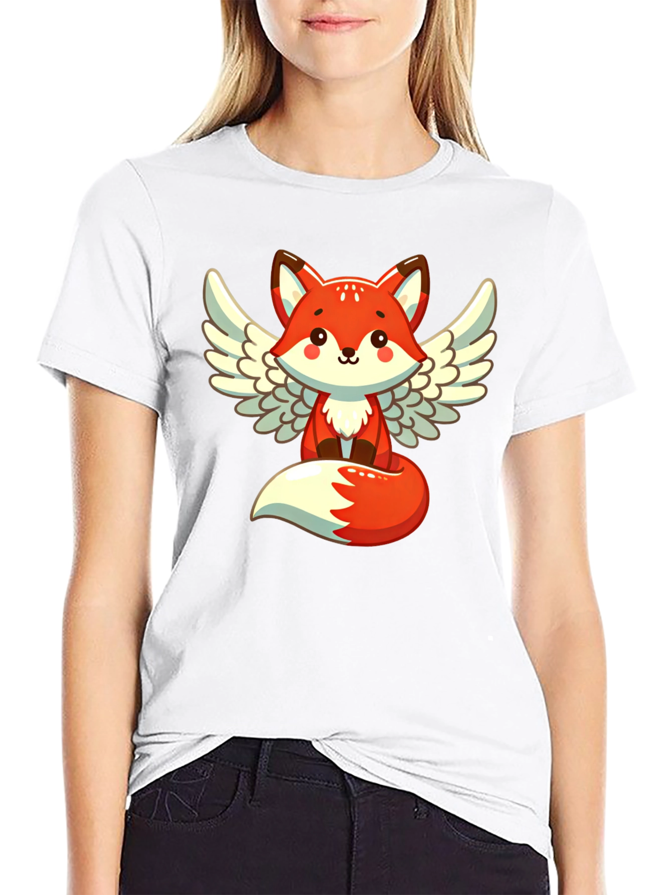 Cute Fox Angel Wings Graphic T-Shirt