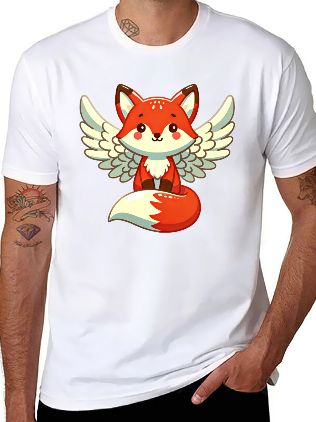 Cute Fox Angel Wings Graphic T-Shirt