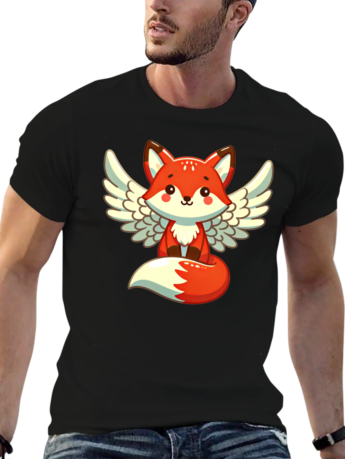 Cute Fox Angel Wings Graphic T-Shirt