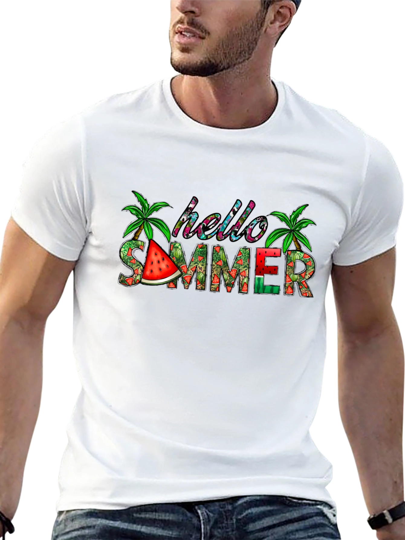 Hello Summer Graphic T-Shirt - Black Casual Tee