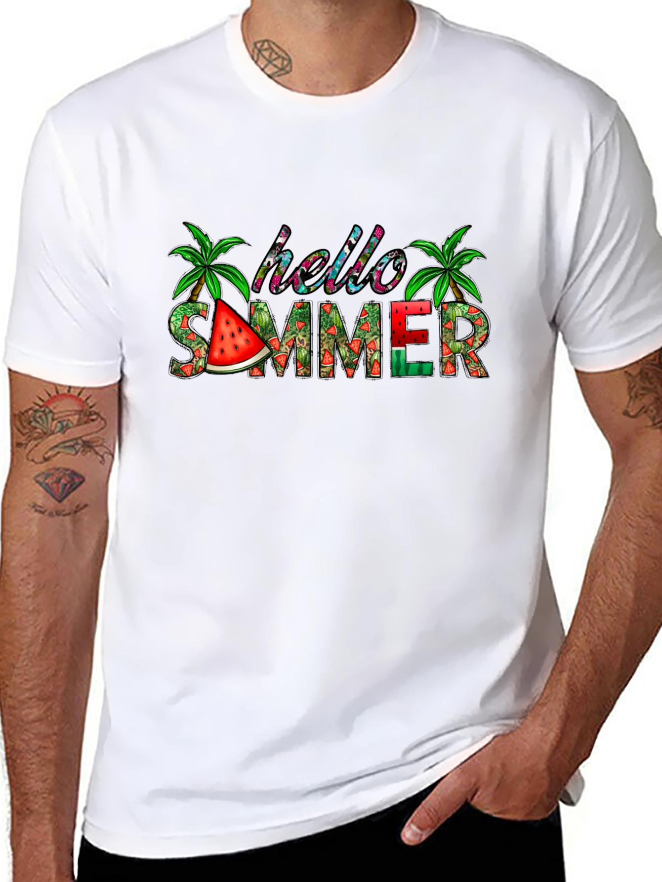 Hello Summer Graphic T-Shirt - Black Casual Tee