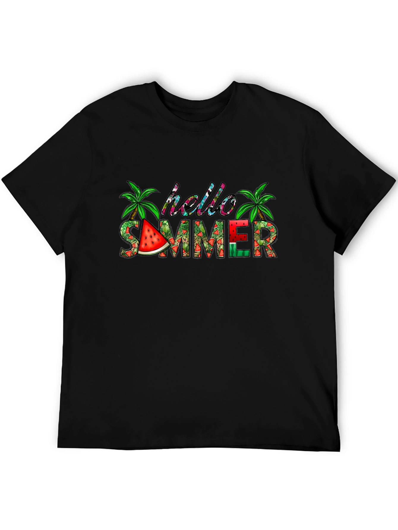 Hello Summer Graphic T-Shirt - Black Casual Tee