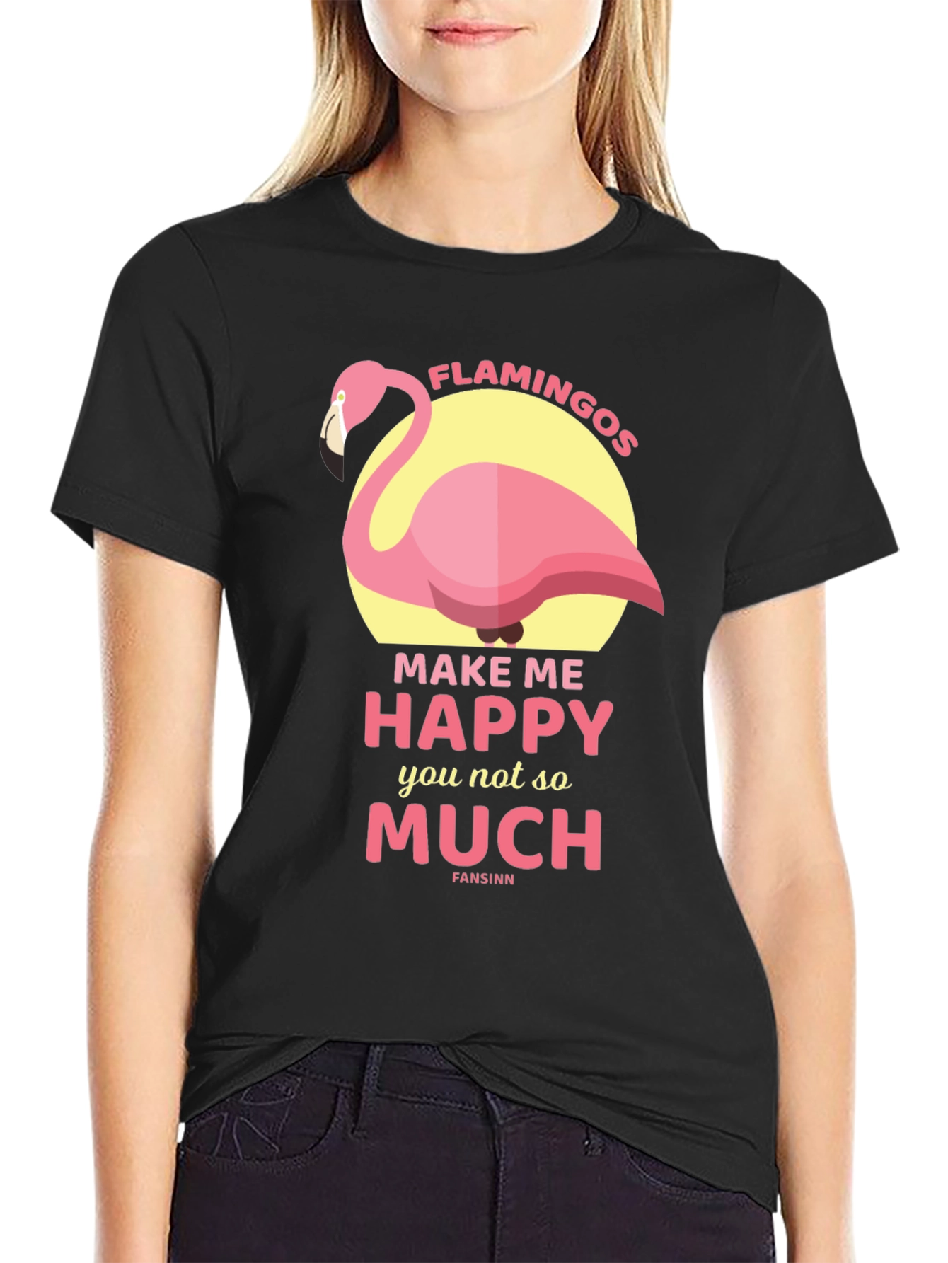 Flamingo Graphic Tee - Make Me Happy T-Shirt