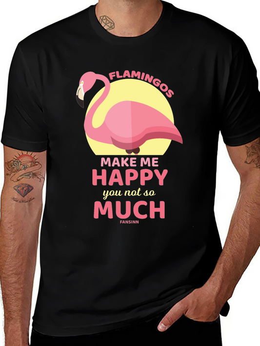 Flamingo Graphic Tee - Make Me Happy T-Shirt