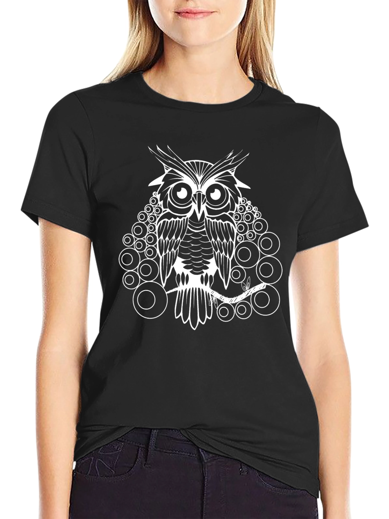 Owl Graphic Tee - Mens Black Cotton T-Shirt