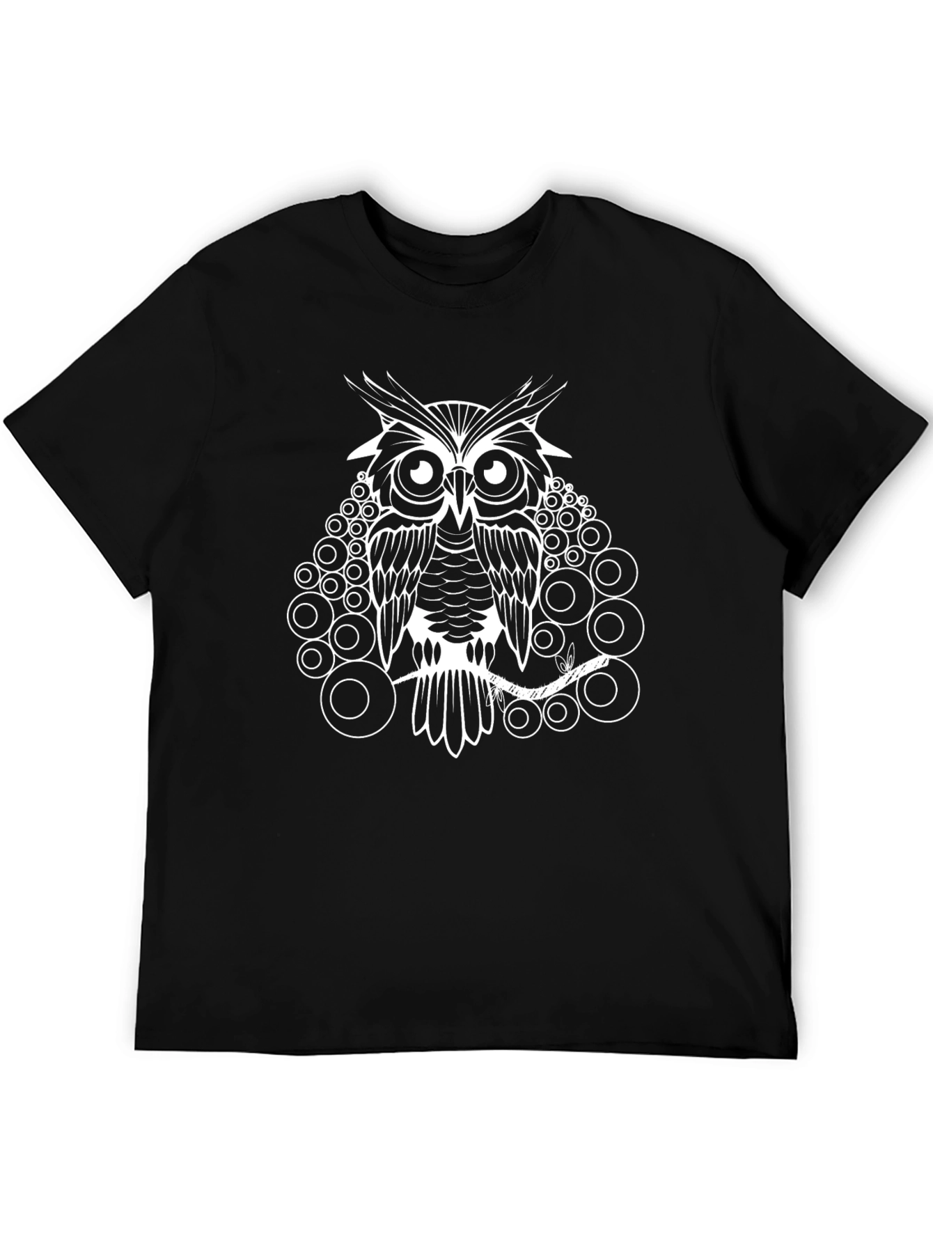 Owl Graphic Tee - Mens Black Cotton T-Shirt
