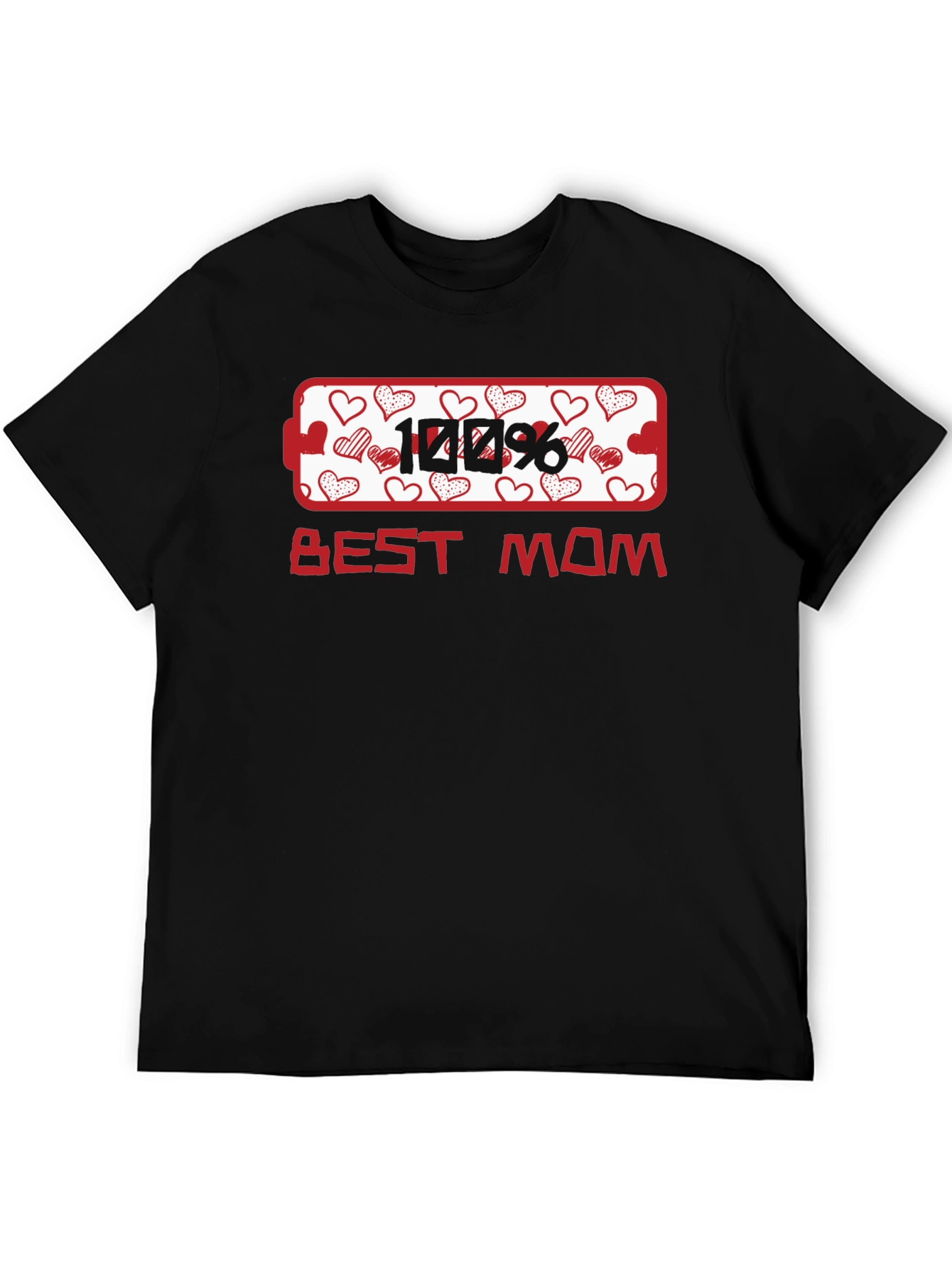 100% Best Mom Heart Graphic T-Shirt