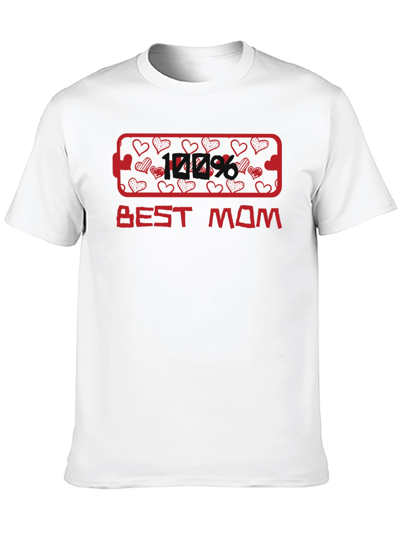 100% Best Mom Heart Graphic T-Shirt
