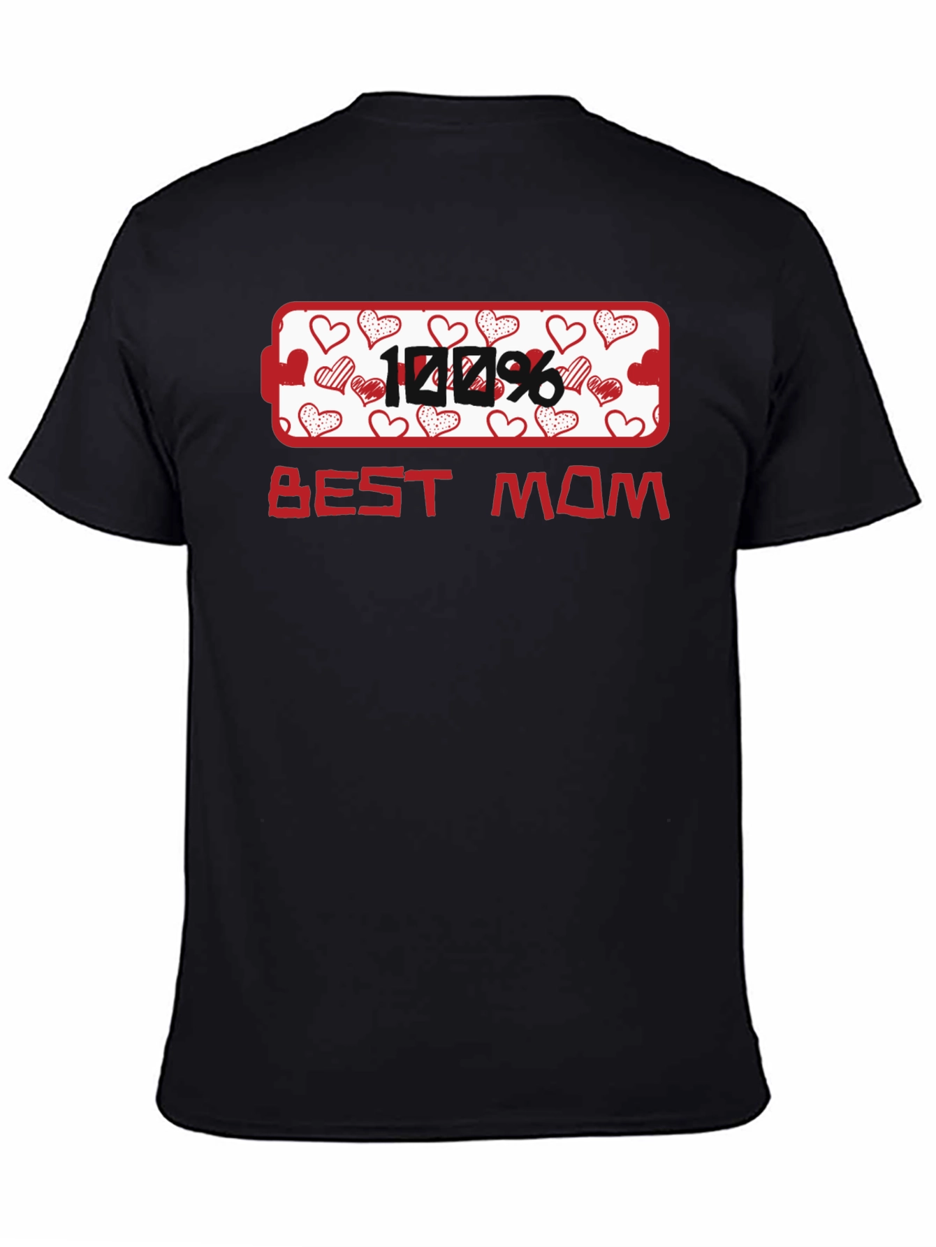 100% Best Mom Heart Graphic T-Shirt