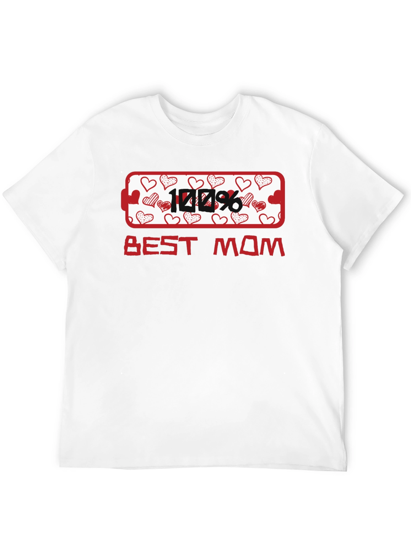 100% Best Mom Heart Graphic T-Shirt