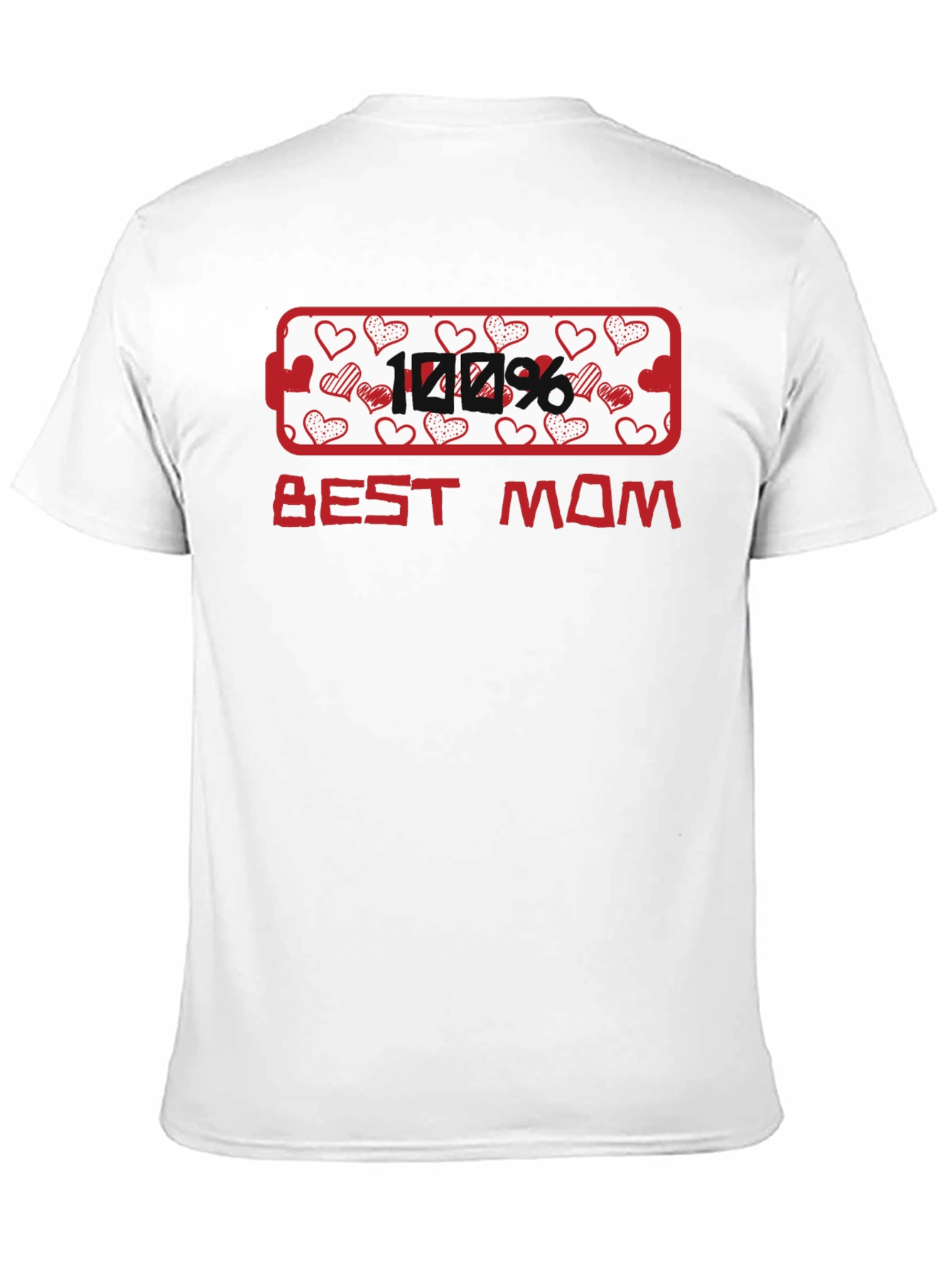 100% Best Mom Heart Graphic T-Shirt