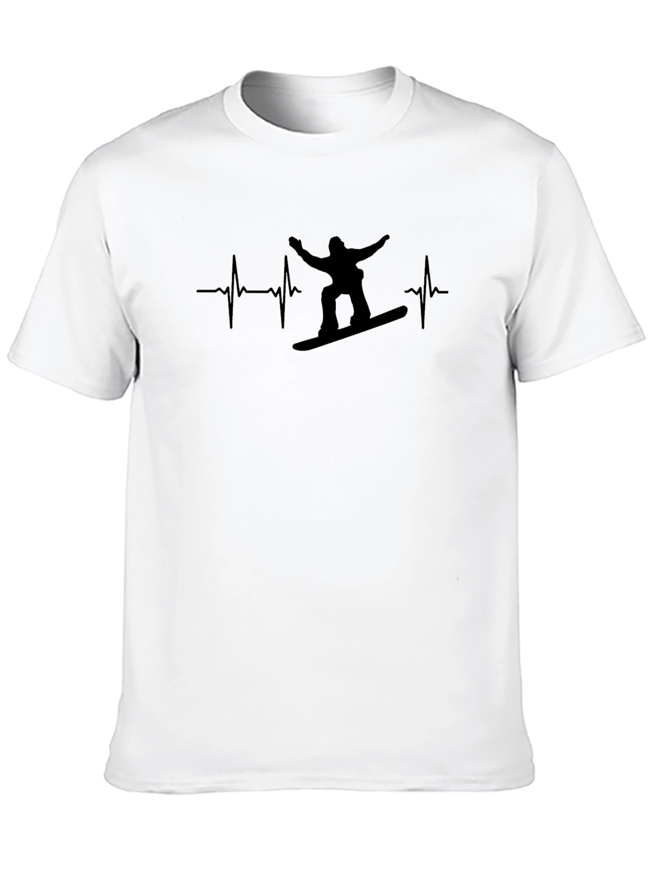 Mens Black Snowboard Heartbeat Graphic Tee