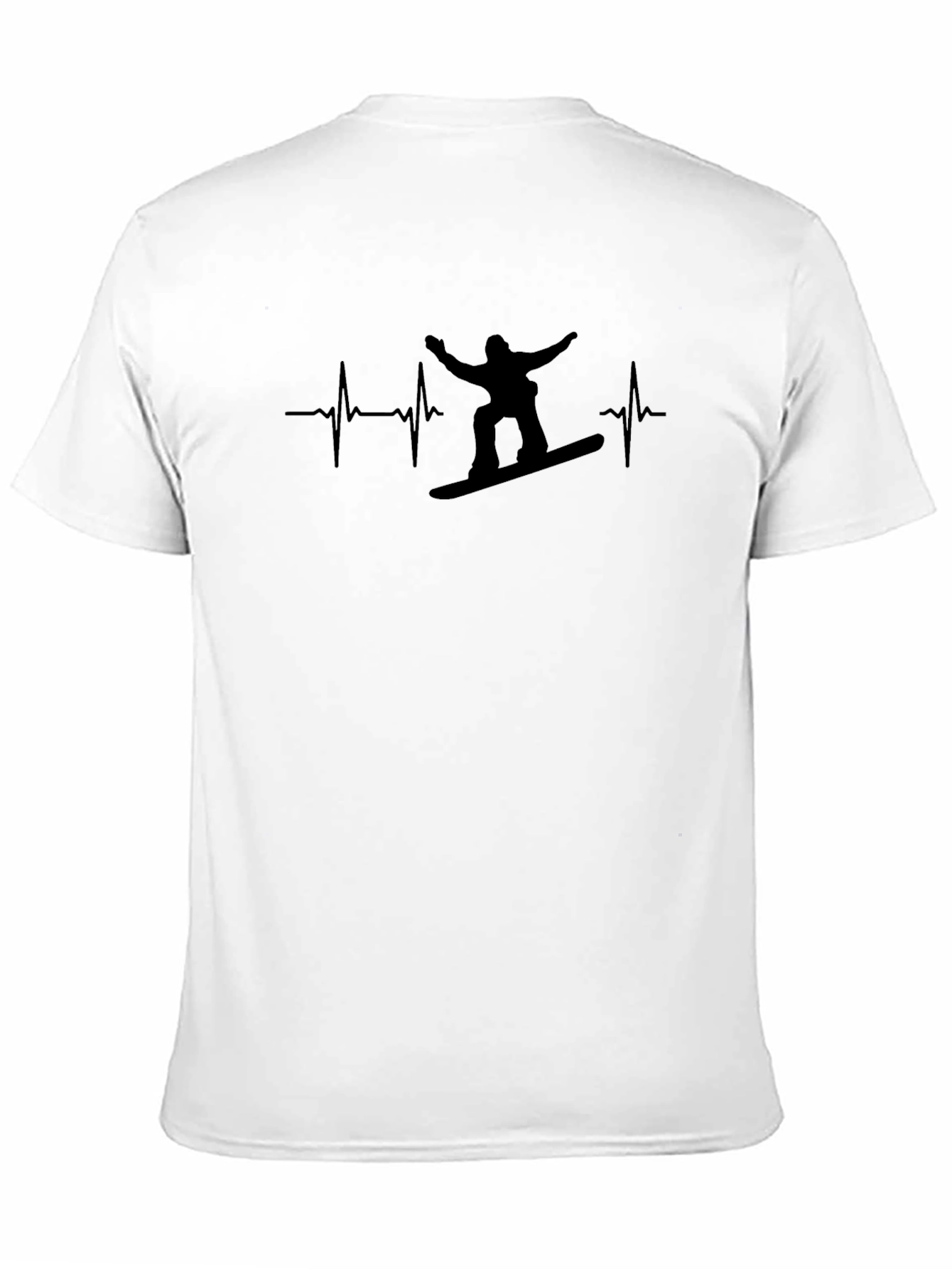 Mens Black Snowboard Heartbeat Graphic Tee